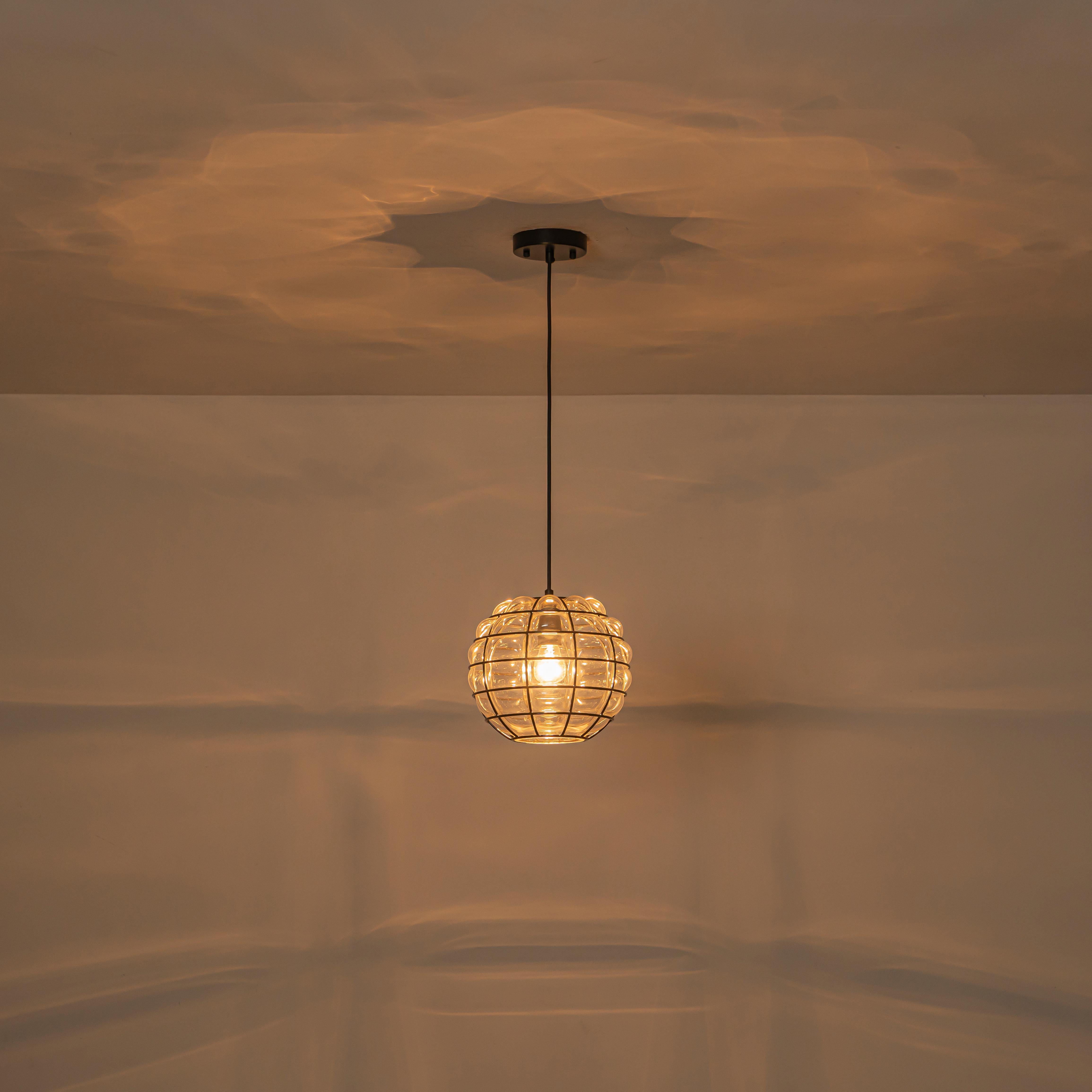 Glowlings 1-Light Industrial Cage Clear Glass Bubble Small Pendant Light Island Light
