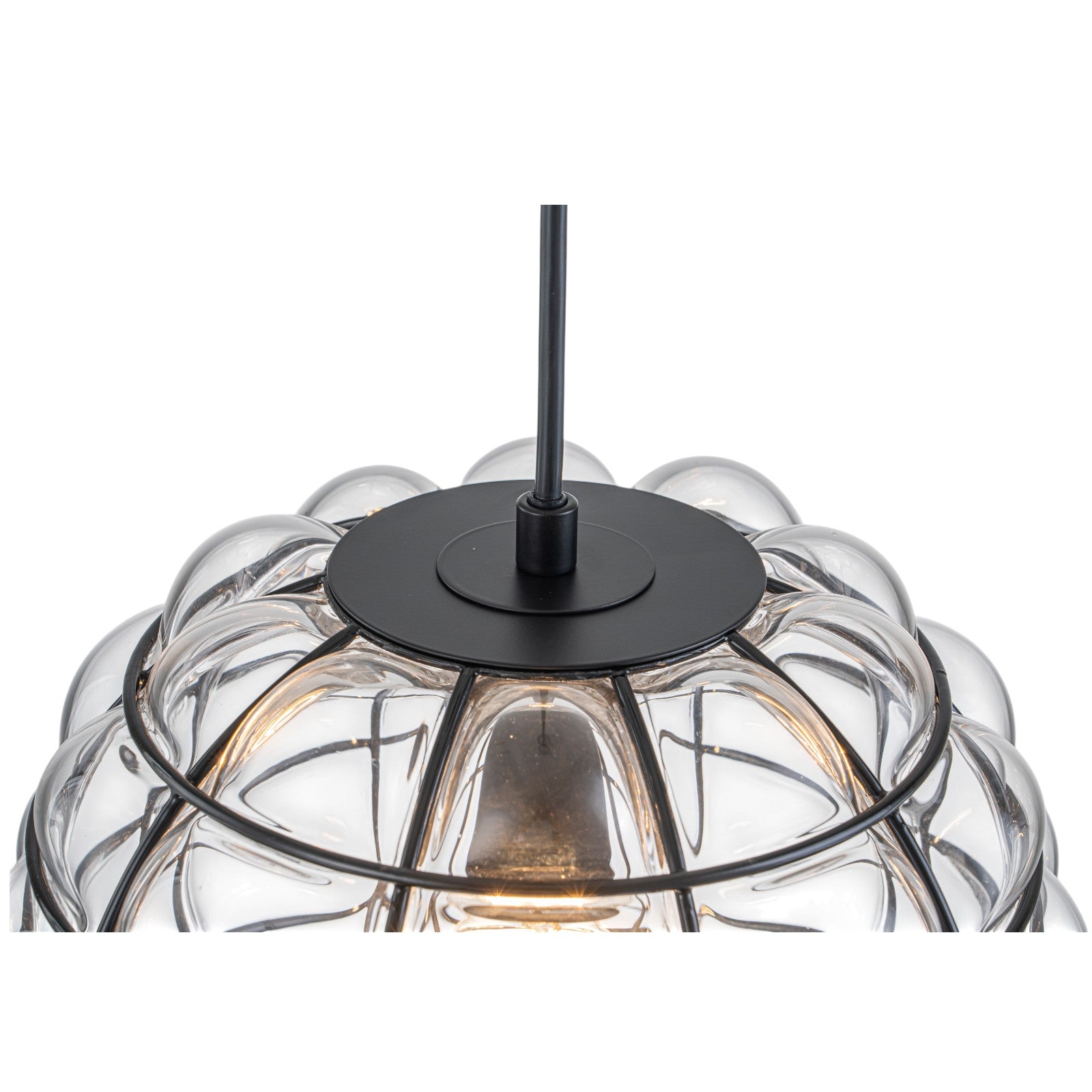 Glowlings 1-Light Industrial Cage Clear Glass Bubble Small Pendant Light Island Light