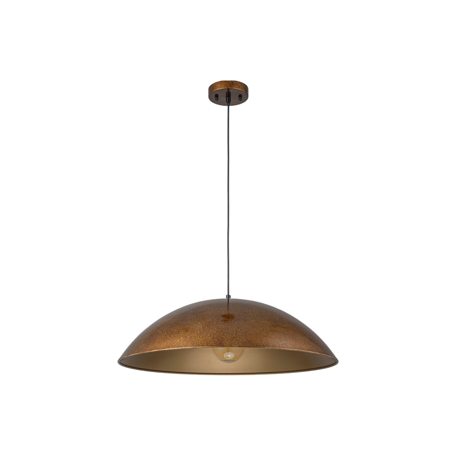 Glowlings 1-Light Industrial Distressed Antique Brass Dome Pendant Light Island Light