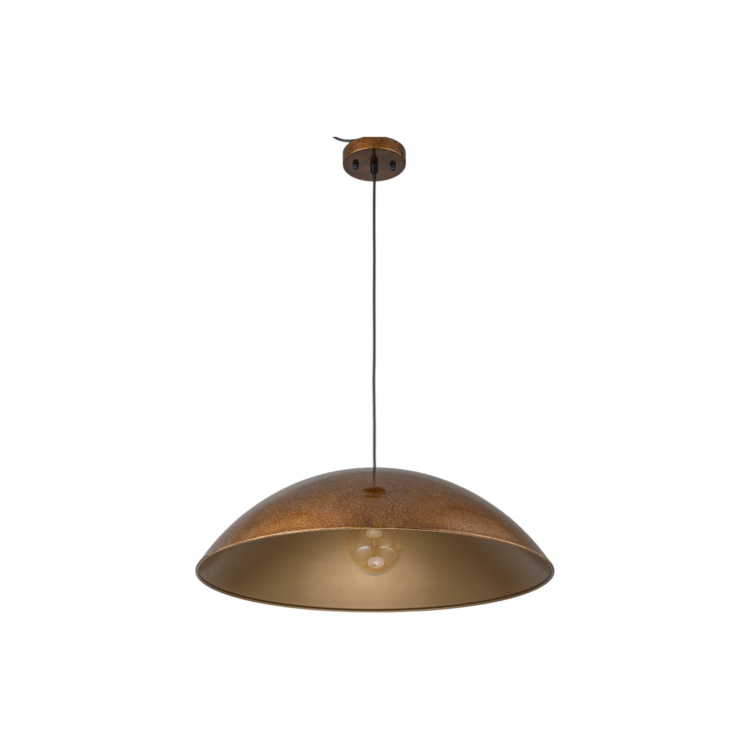 Glowlings 1-Light Industrial Distressed Antique Brass Dome Pendant Light Island Light