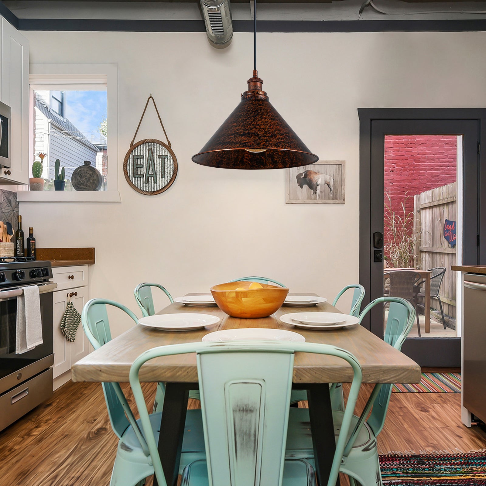 Copper lights over dining table outlet