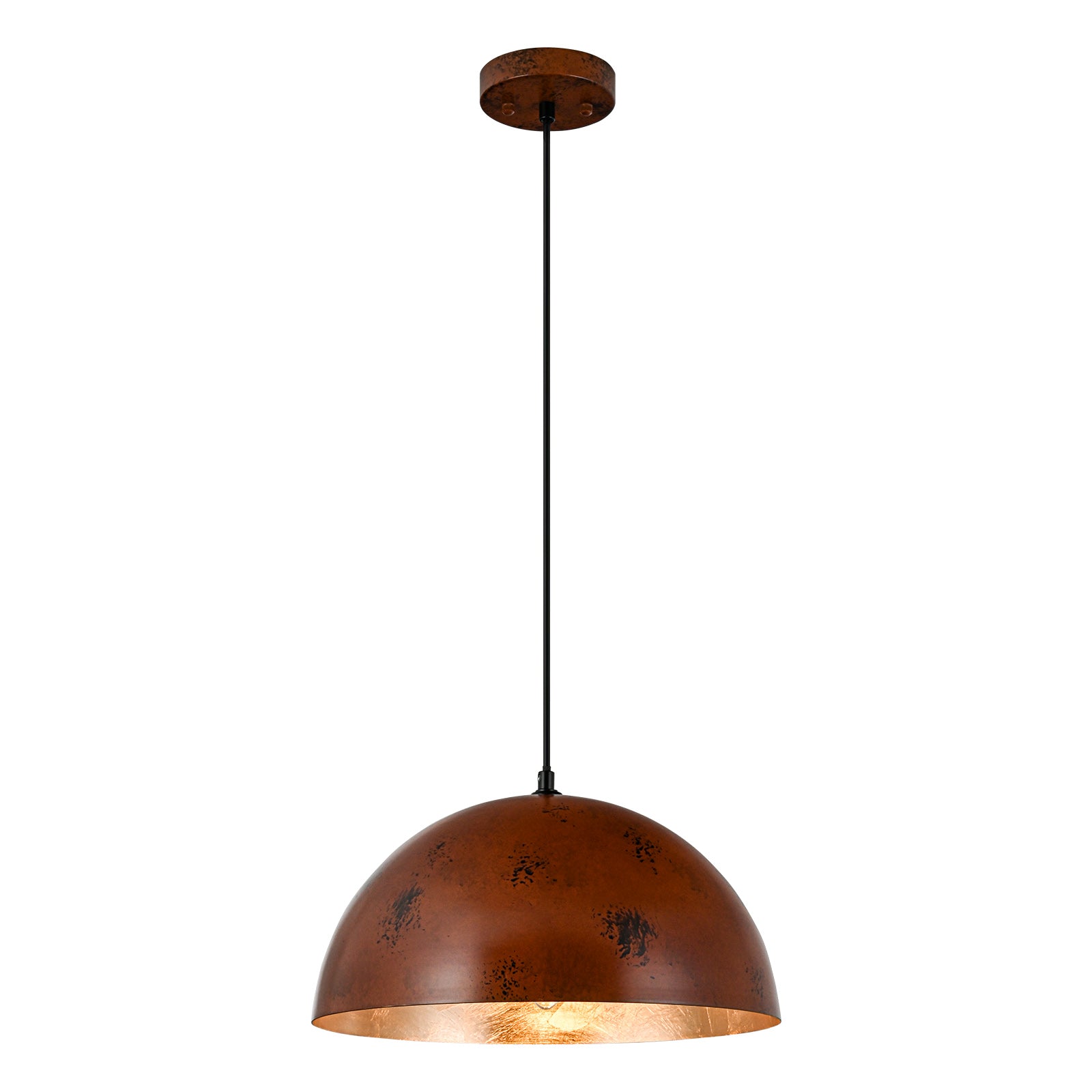 Glowlings 1-Light Industrial Large Brown Dome Pendant Light Island Light
