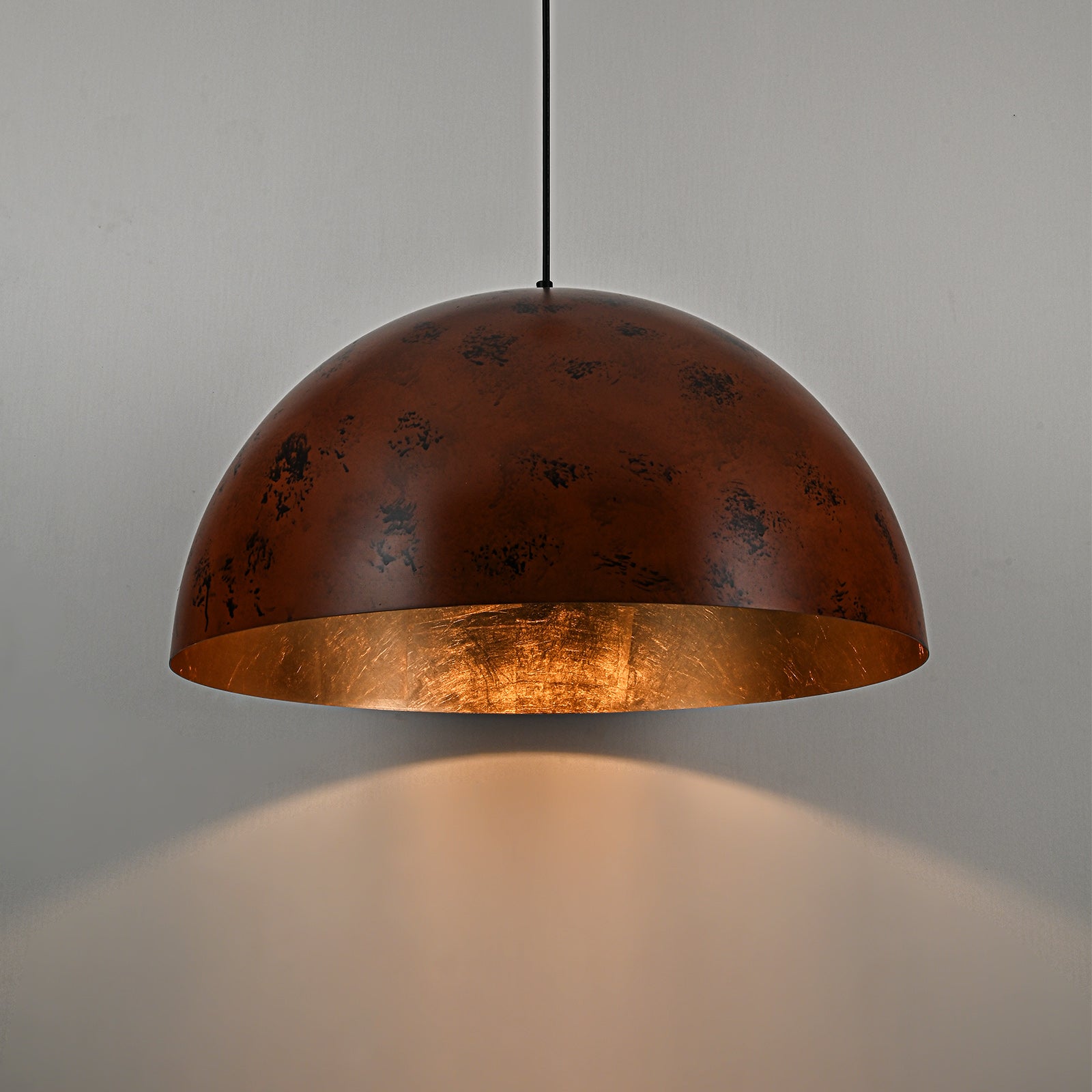 Glowlings 1-Light Industrial Large Brown Dome Pendant Light Island Light