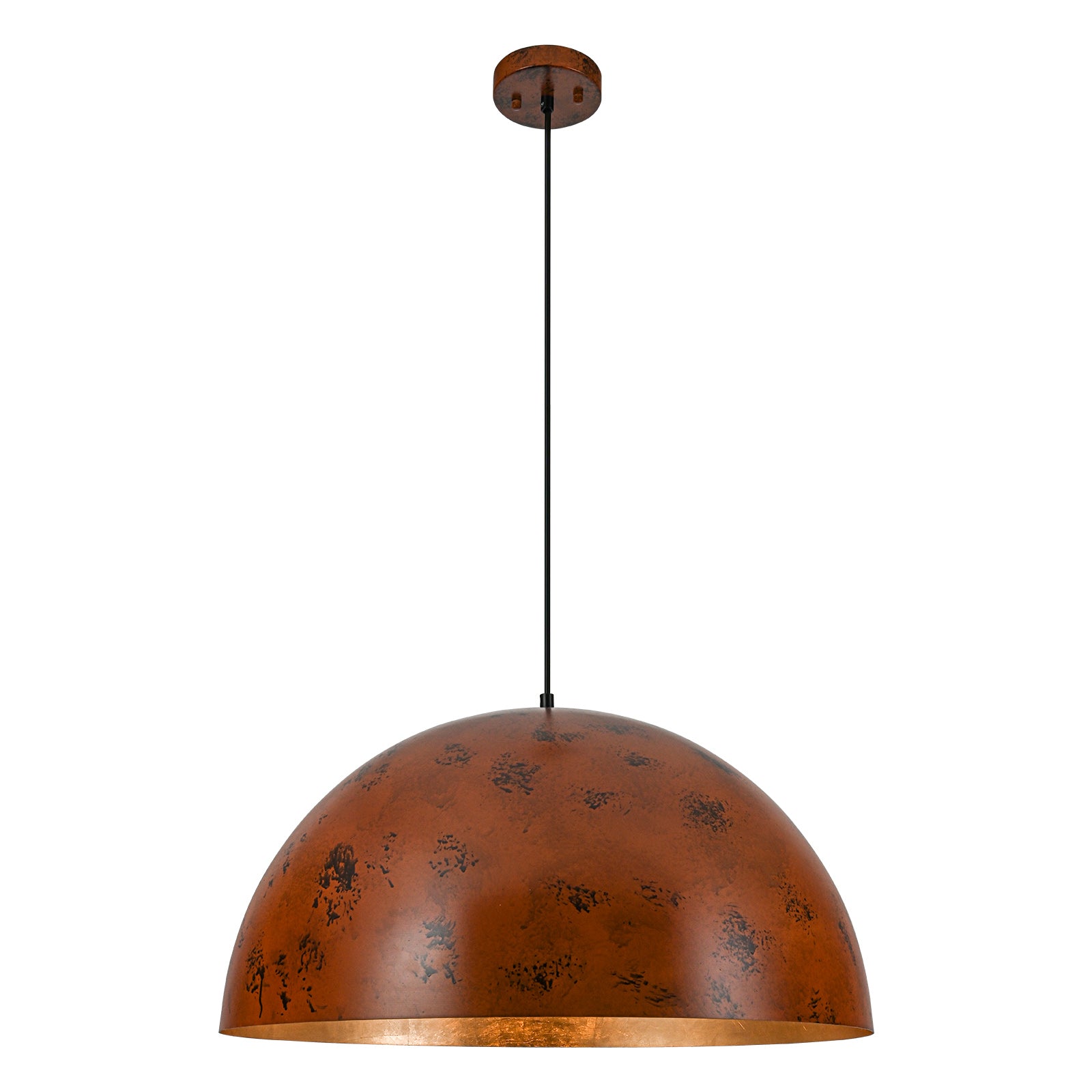 Glowlings 1-Light Industrial Large Brown Dome Pendant Light Island Light