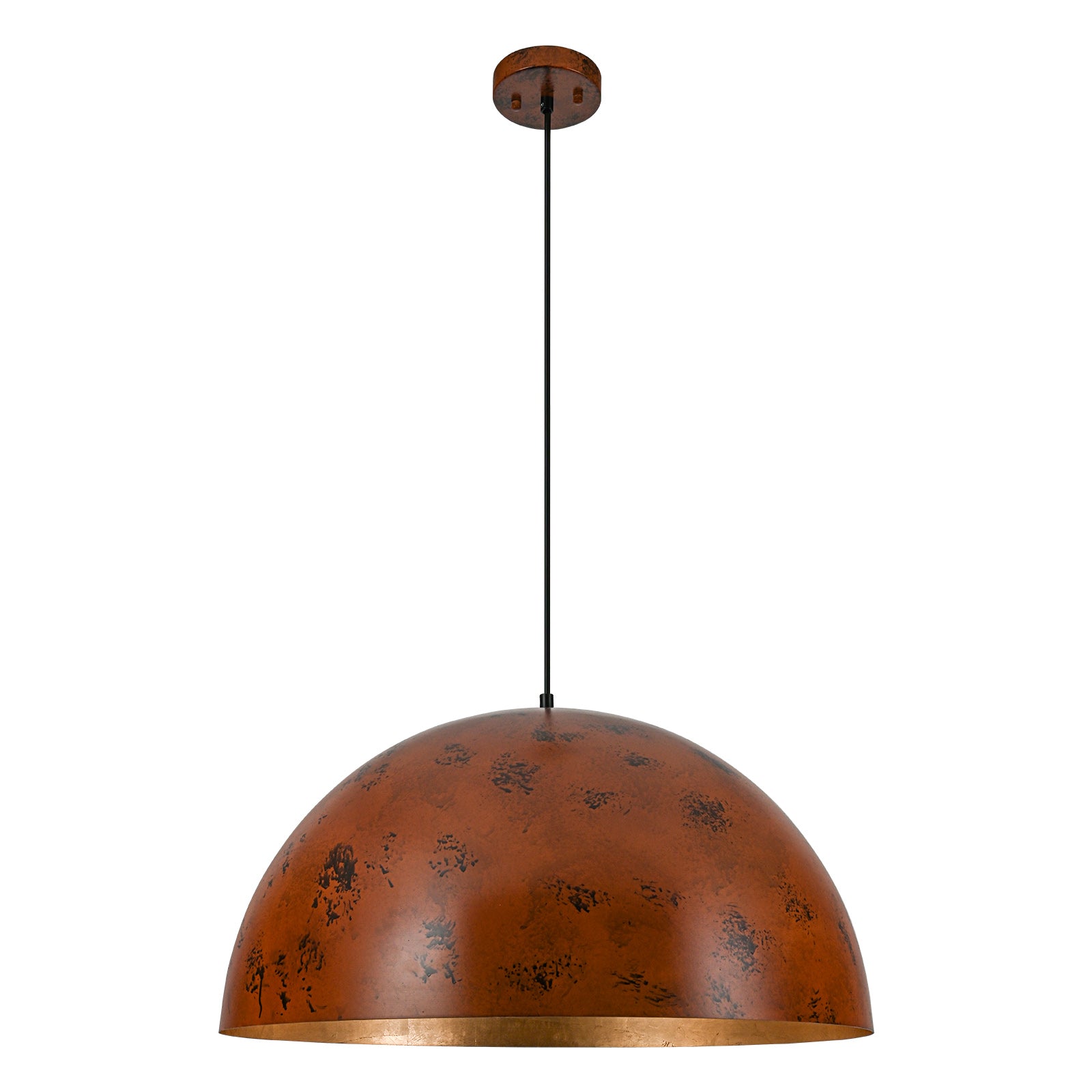 Glowlings 1-Light Industrial Large Brown Dome Pendant Light Island Light