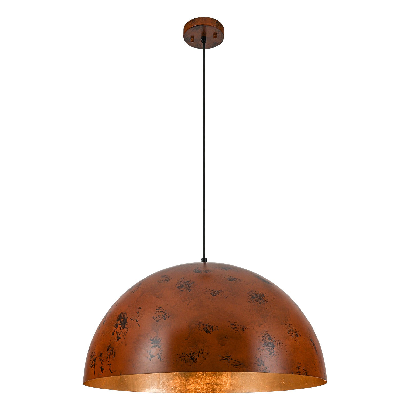 Glowlings 1-Light Industrial Large Brown Dome Pendant Light Island Light