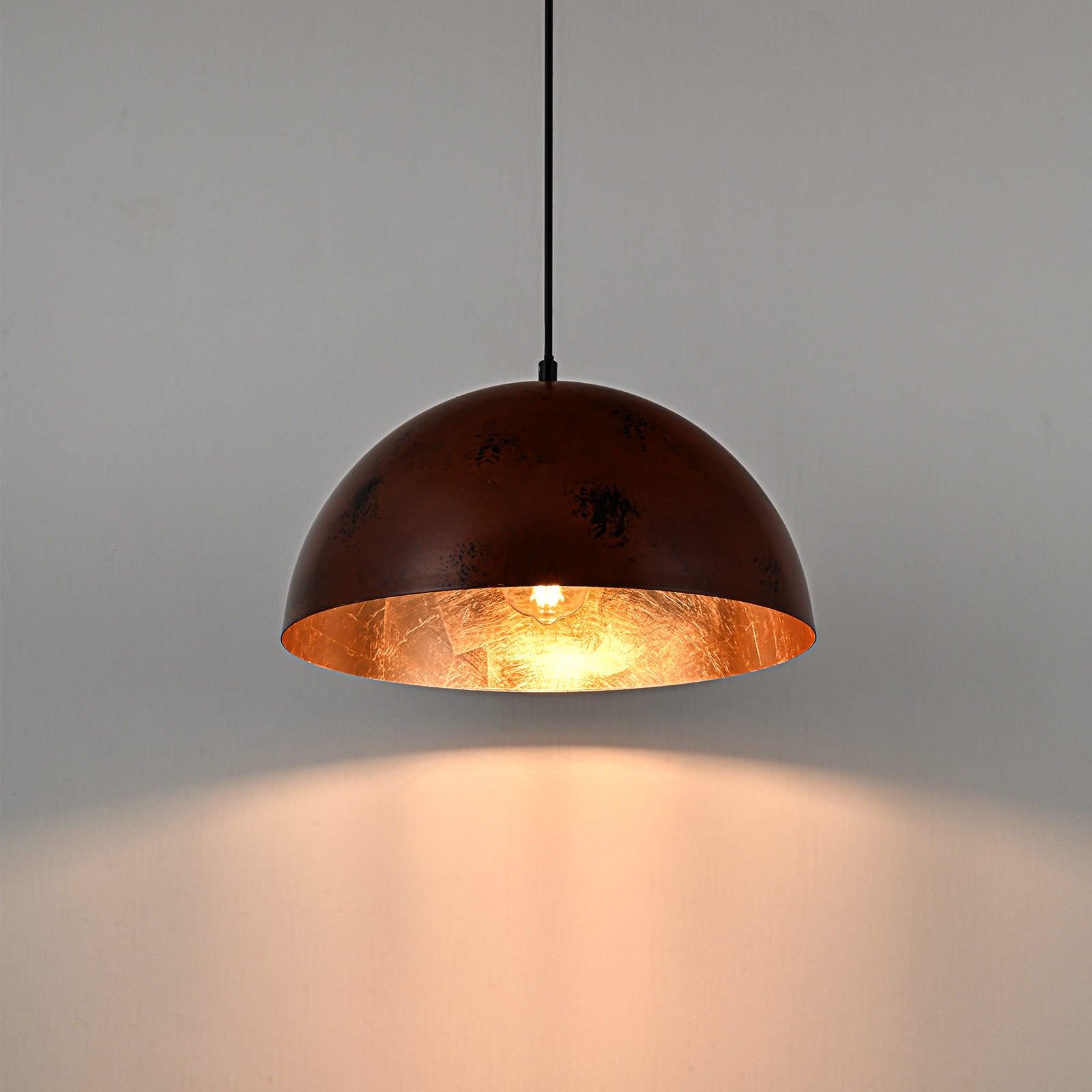 Glowlings 1-Light Industrial Large Brown Dome Pendant Light Island Light