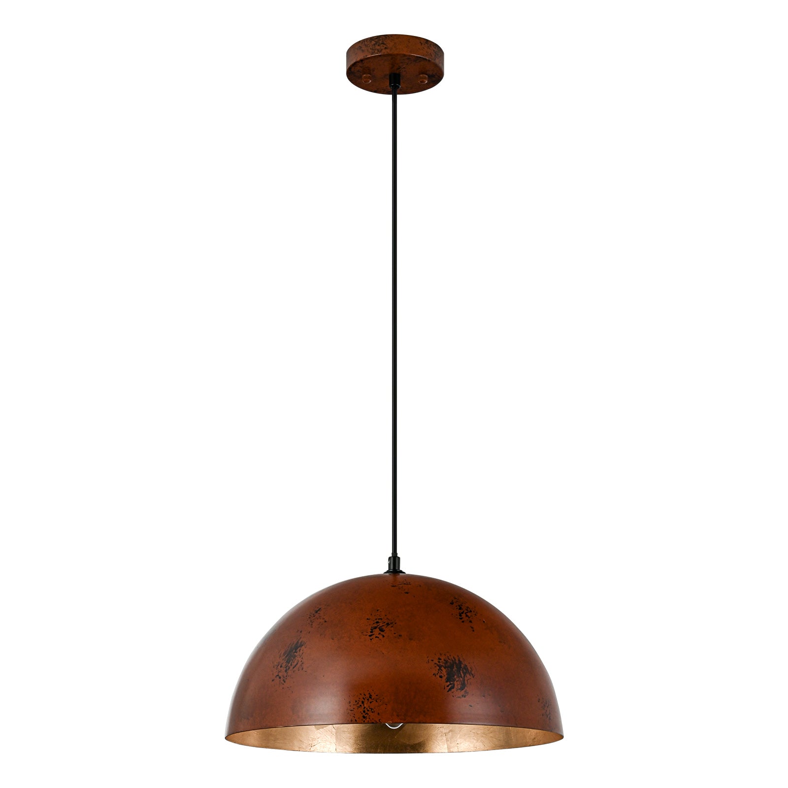 Glowlings 1-Light Industrial Large Brown Dome Pendant Light Island Light