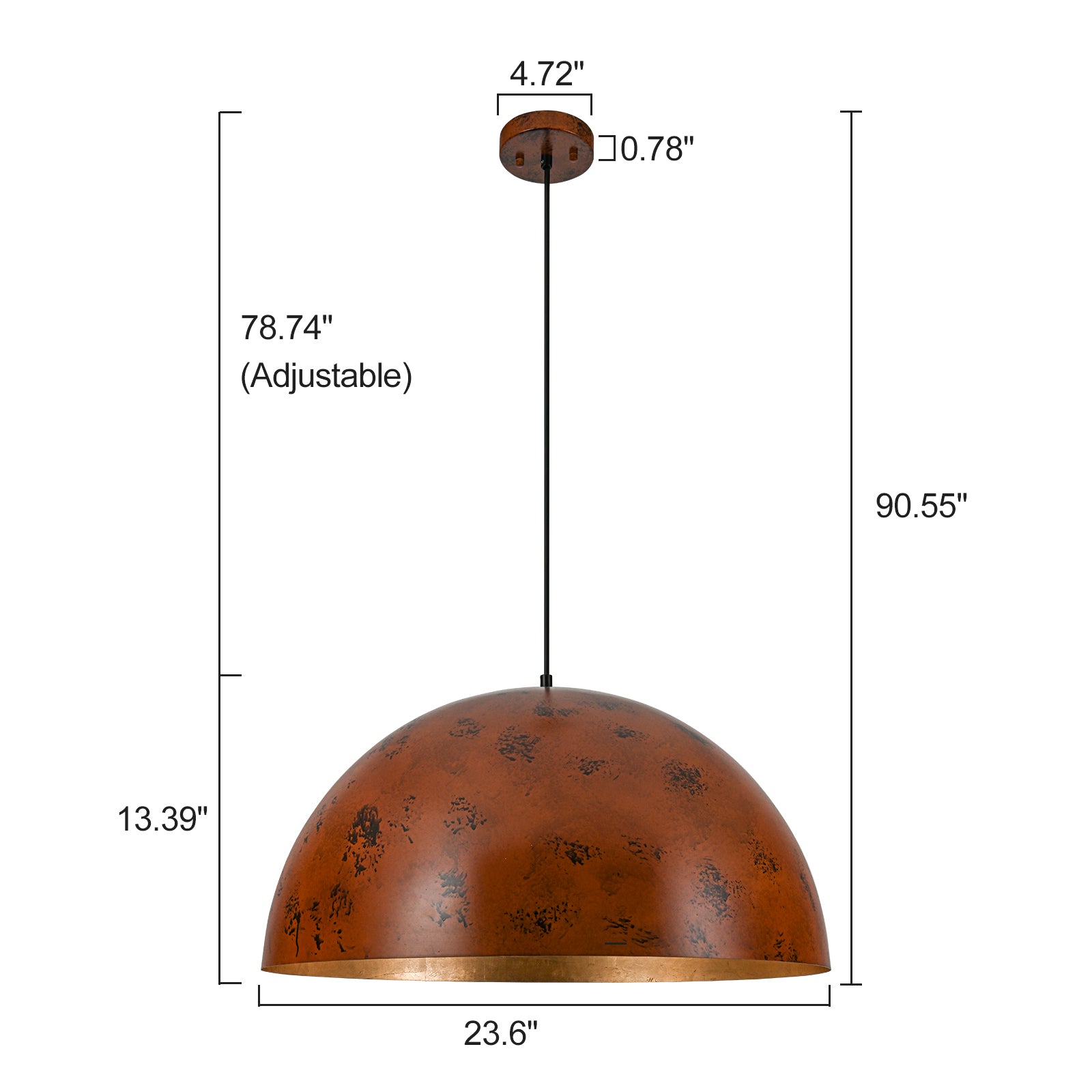 Glowlings 1-Light Industrial Large Brown Dome Pendant Light Island Light