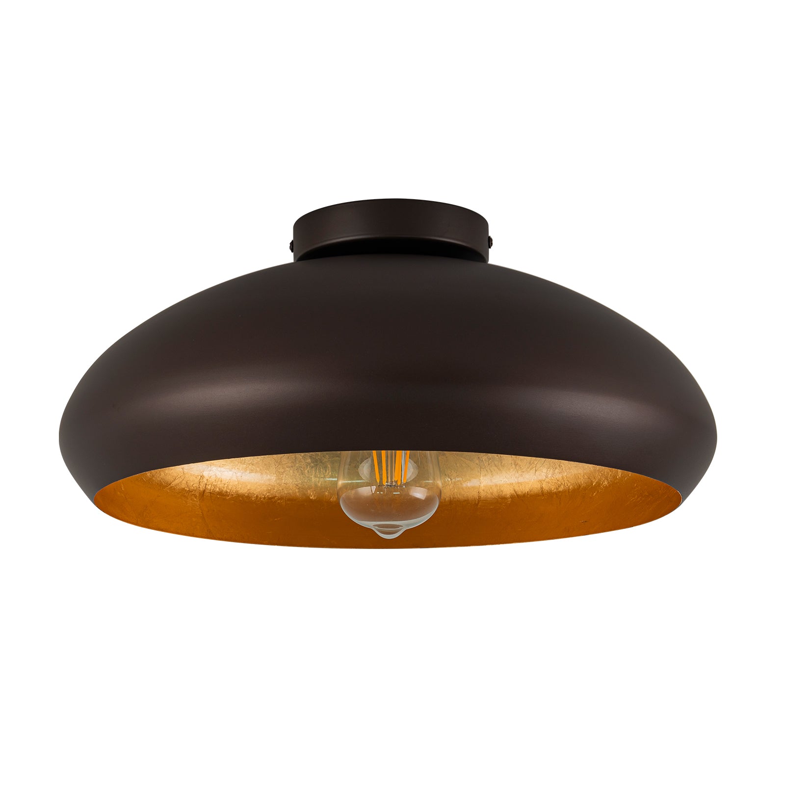 Glowlings 1-flammige, 16" breite, industrielle Deckenleuchte mit Kuppel und Ölschliff in Bronze