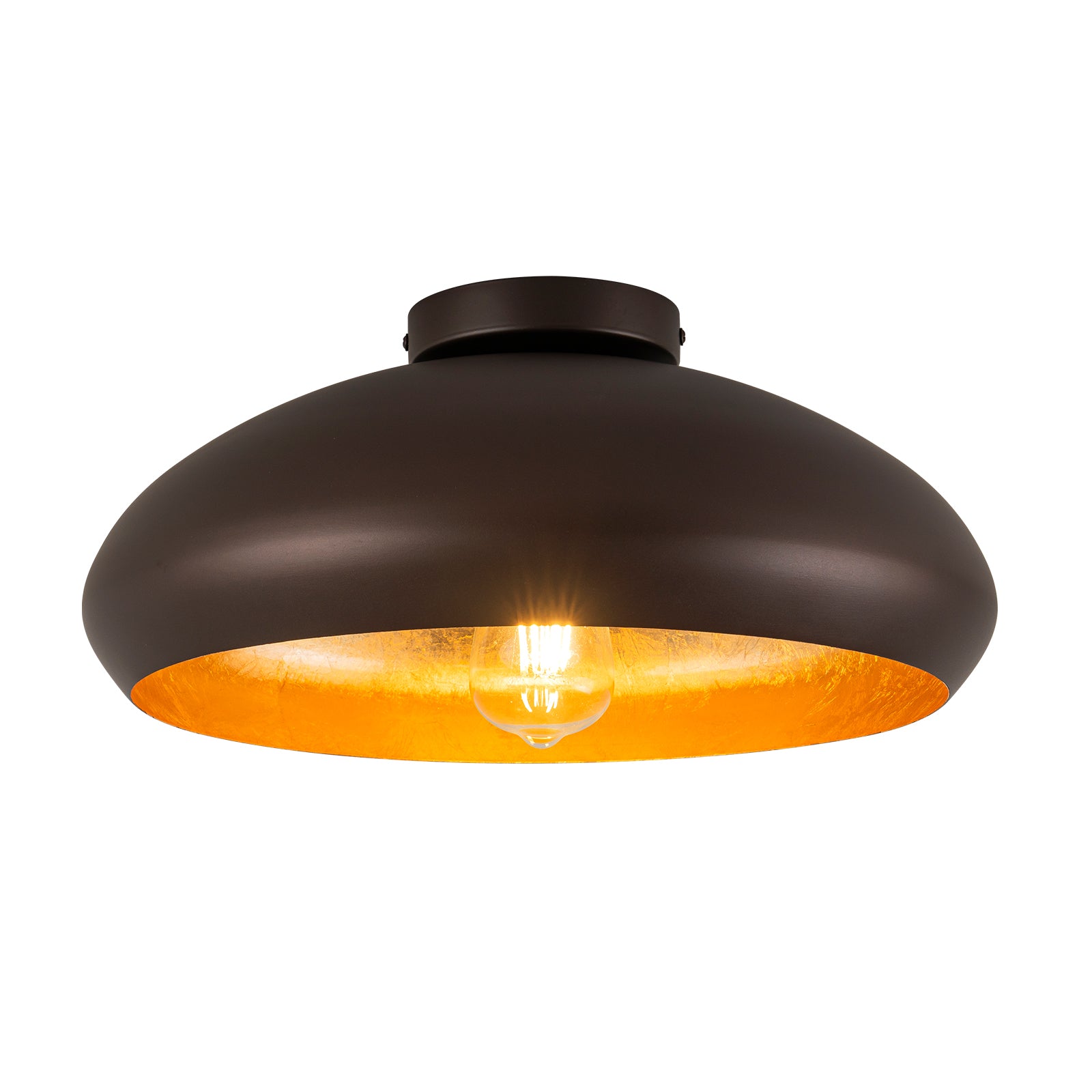 Glowlings 1-flammige, 16" breite, industrielle Deckenleuchte mit Kuppel und Ölschliff in Bronze