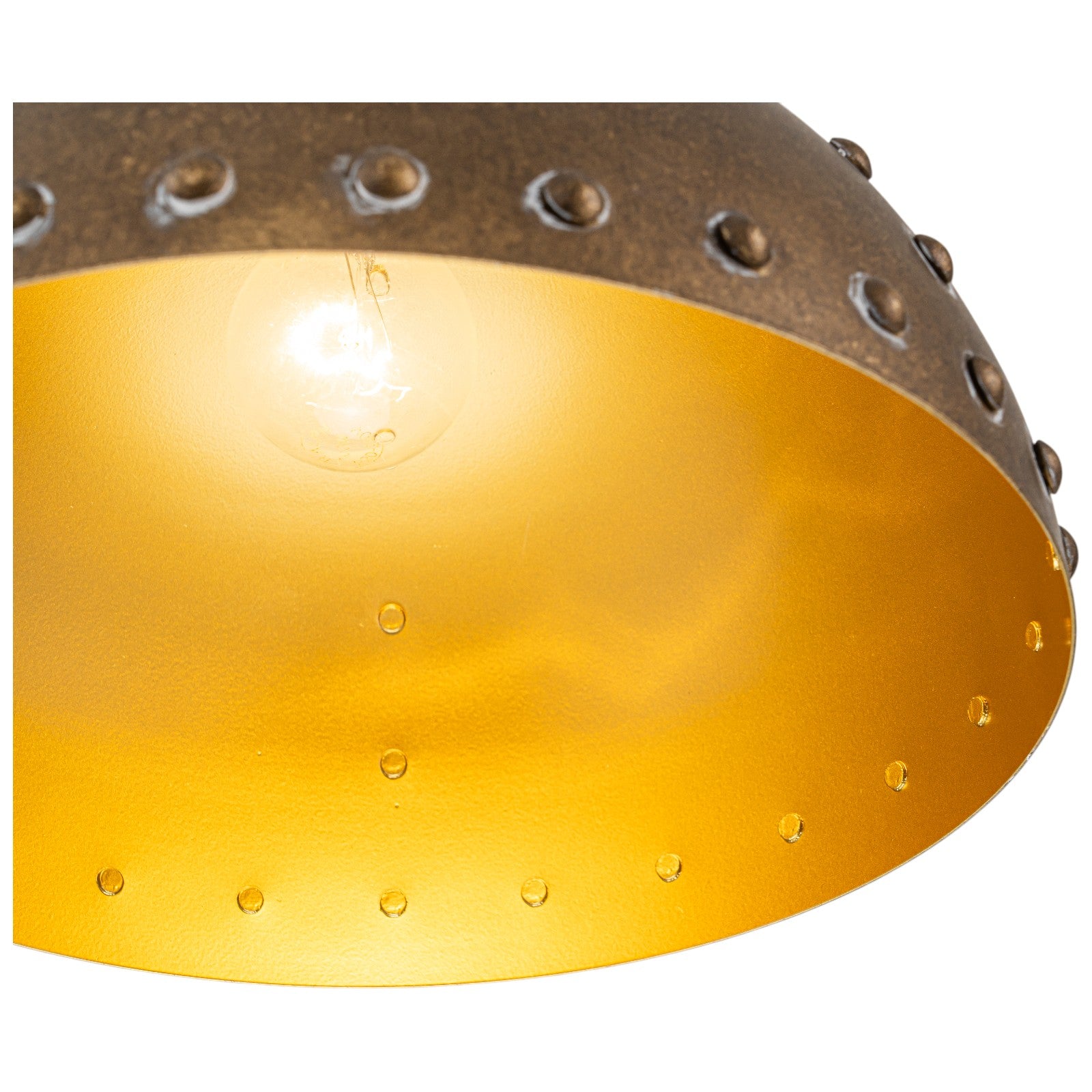 Glowlings 1-Light Industrial 12"Wide Rust Finish/Antique Gold Dome Pendant Light