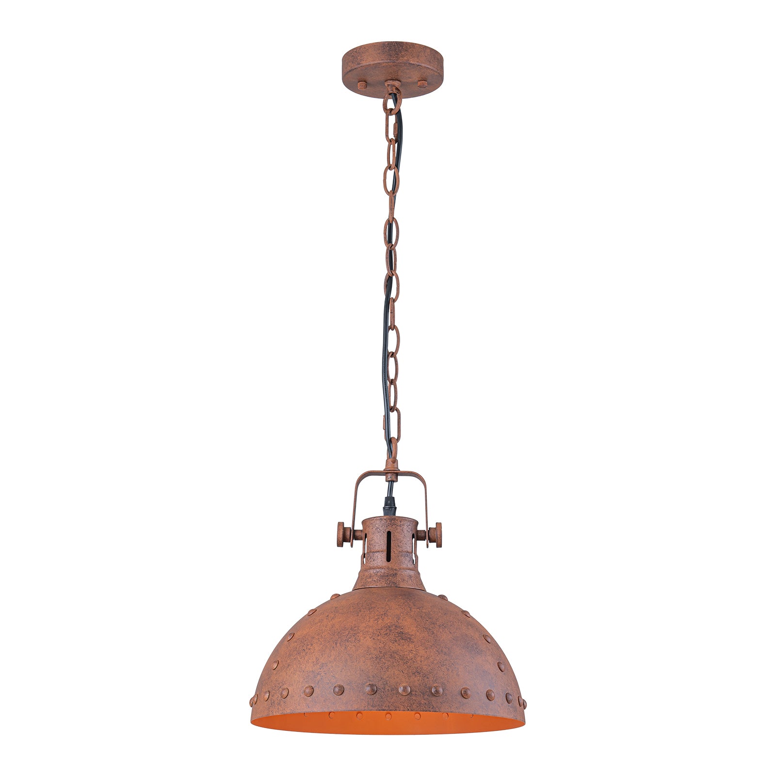 Glowlings 1-Light Industrial 12"Wide Rust Finish/Antique Gold Dome Pendant Light