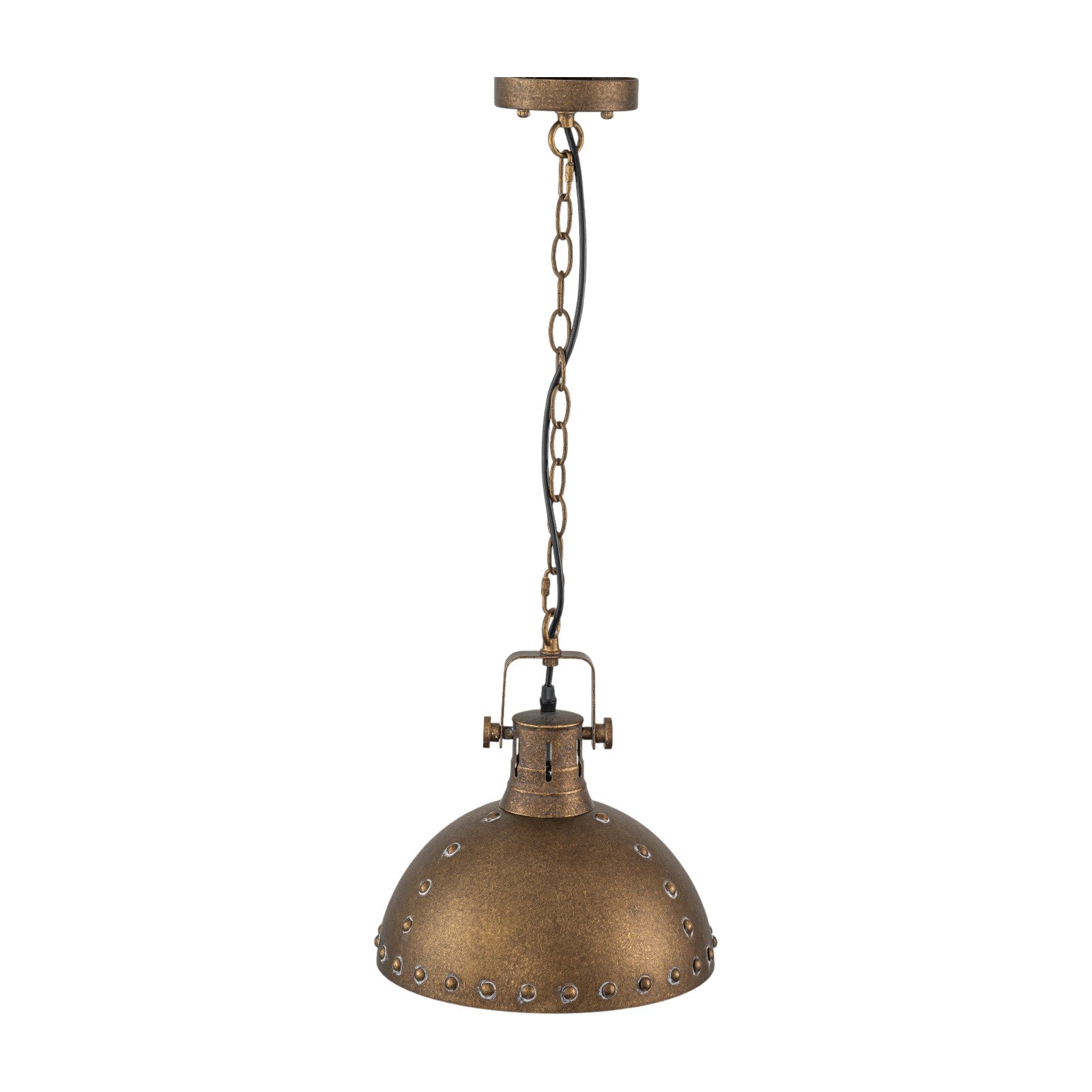 Glowlings 1-Light Industrial 12"Wide Rust Finish/Antique Gold Dome Pendant Light