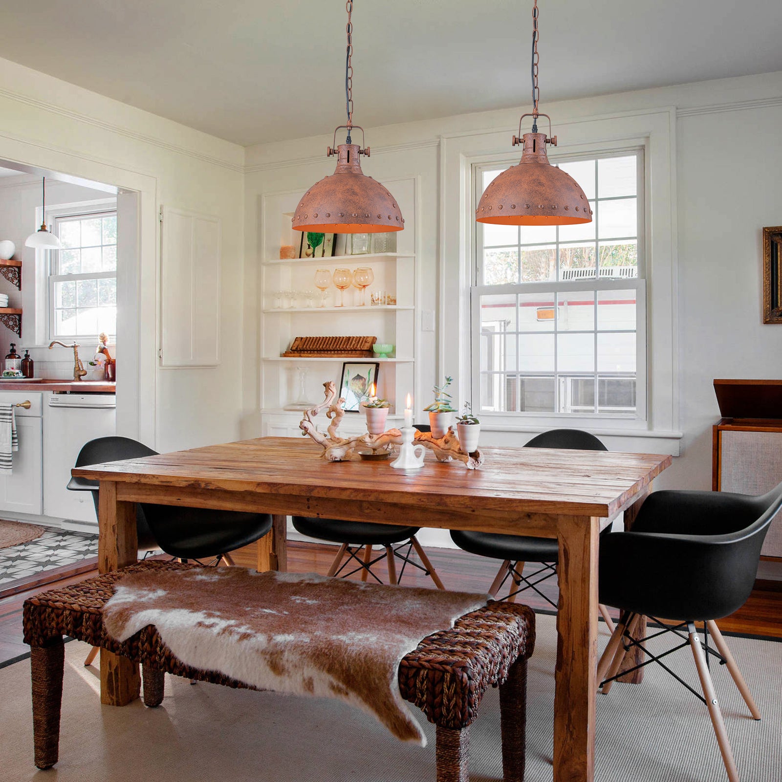 Glowlings 1-Light Industrial 12"Wide Rust Finish/Antique Gold Dome Pendant Light