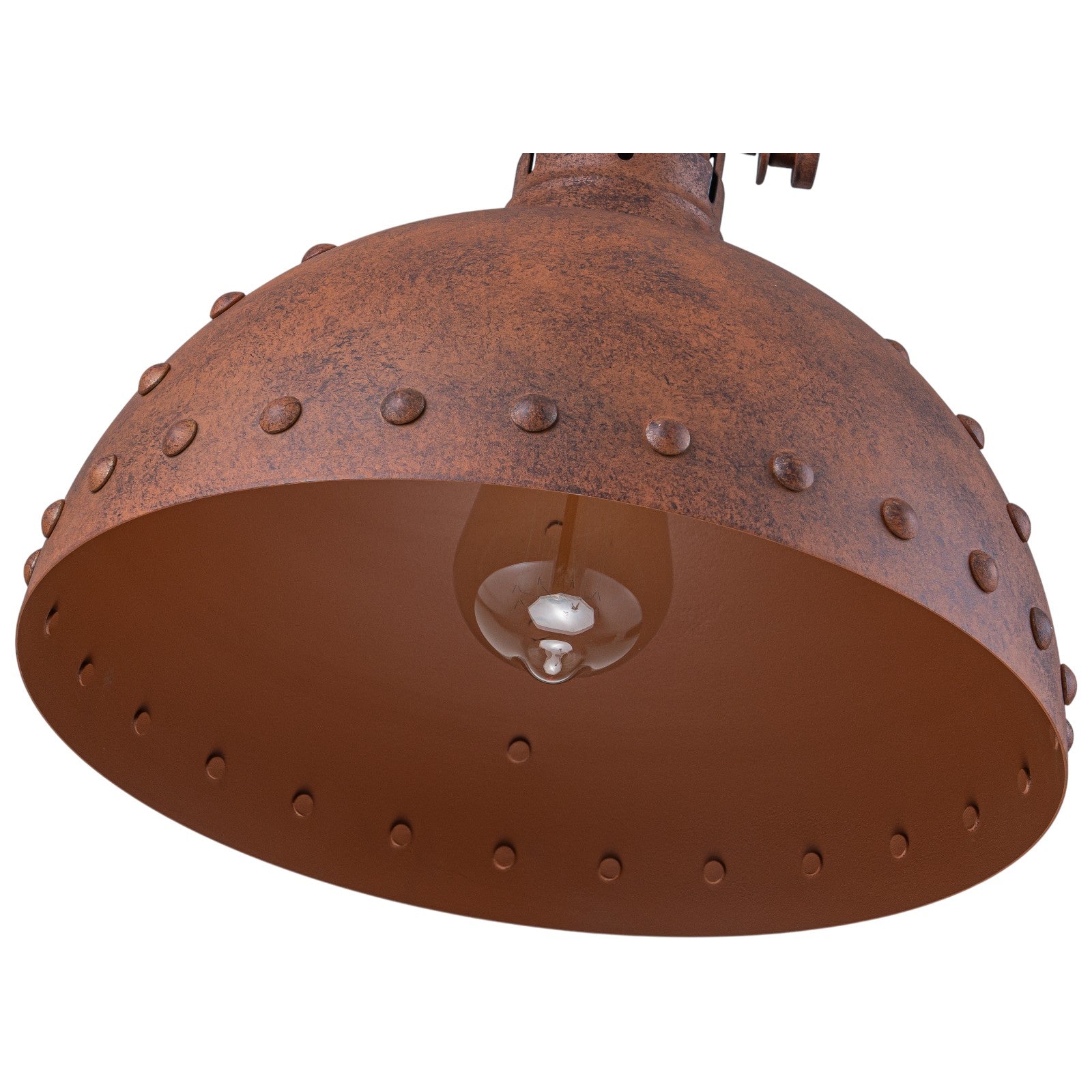 Glowlings 1-Light Industrial 12"Wide Rust Finish/Antique Gold Dome Pendant Light