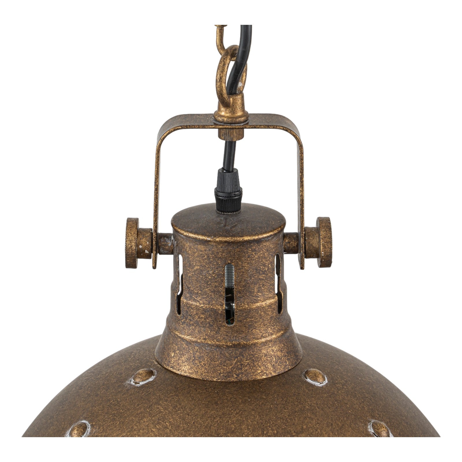 Glowlings 1-Light Industrial 12"Wide Rust Finish/Antique Gold Dome Pendant Light