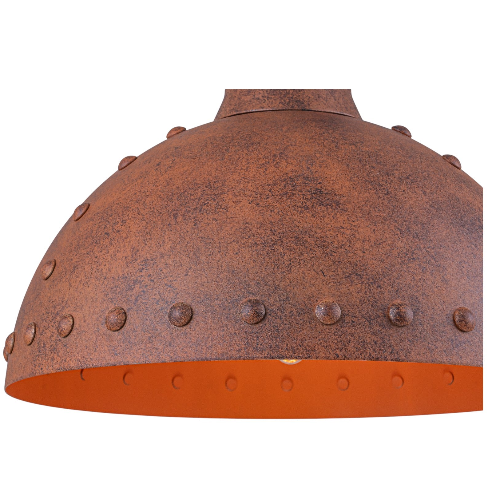 Glowlings 1-Light Industrial 12"Wide Rust Finish/Antique Gold Dome Pendant Light