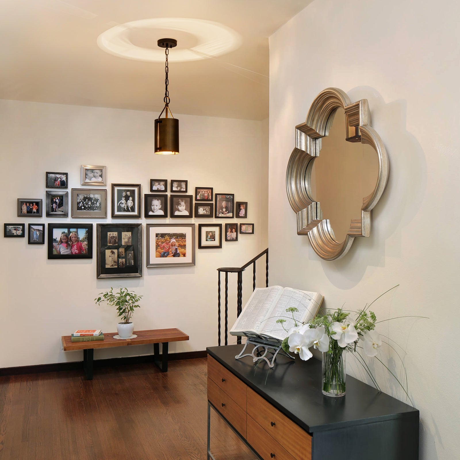 Glowlings 1-Light Industrial Rustic Bronze Metal Mini Pendant Light Island Light