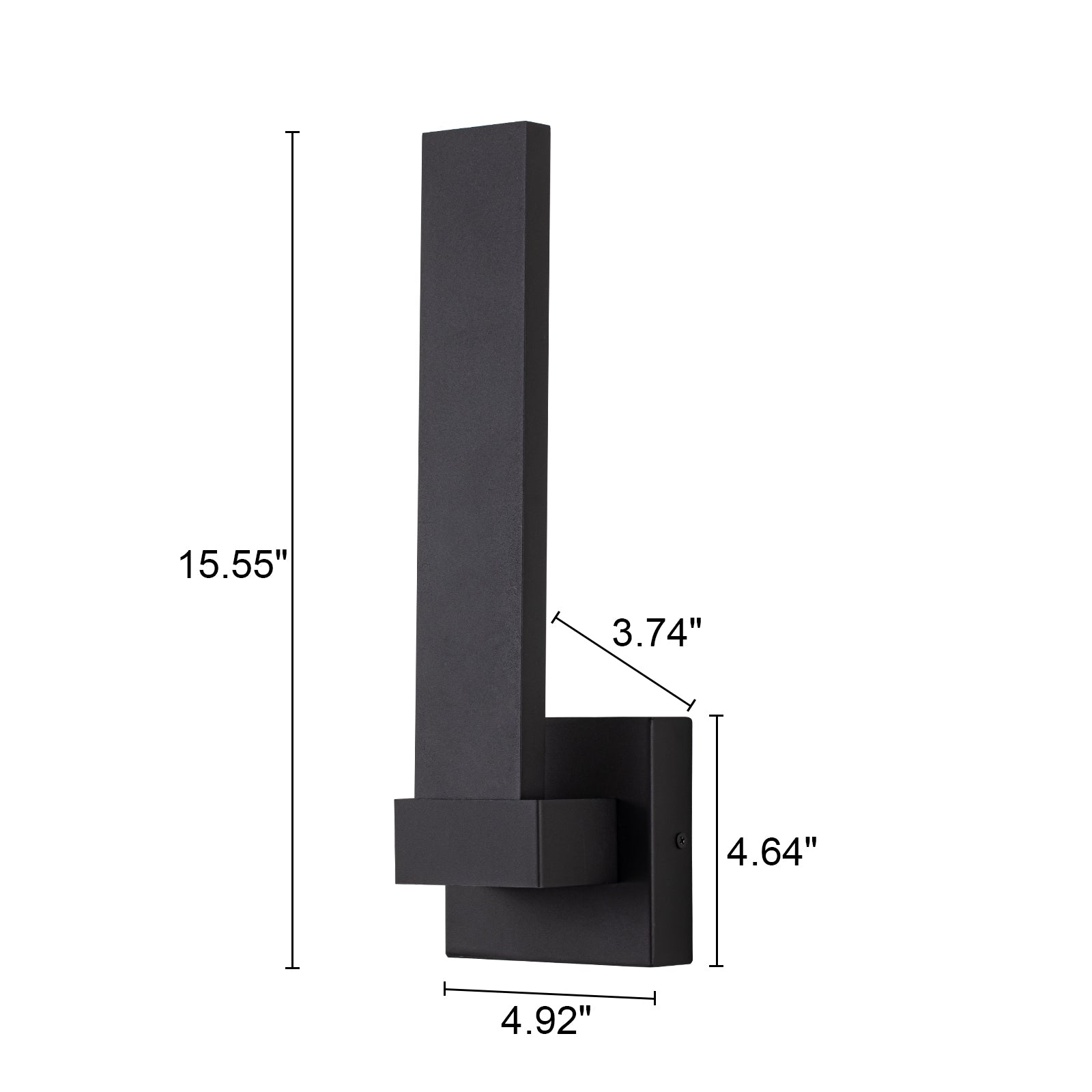 Glowlings 1-flammige, 40,6 cm hohe, mattschwarze IP54-integrierte LED-Außenwandleuchte