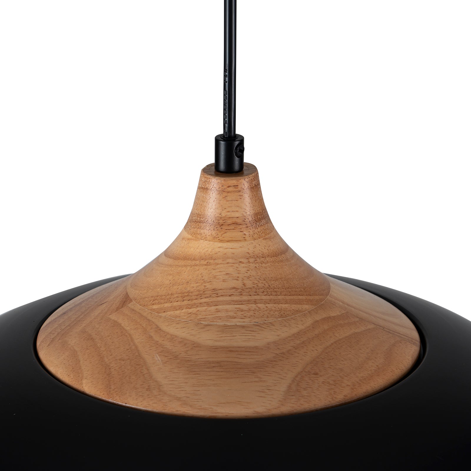 Glowlings 1-Light Modern 14"Wide Matte Black Wood Dome Pendant Light Island Light