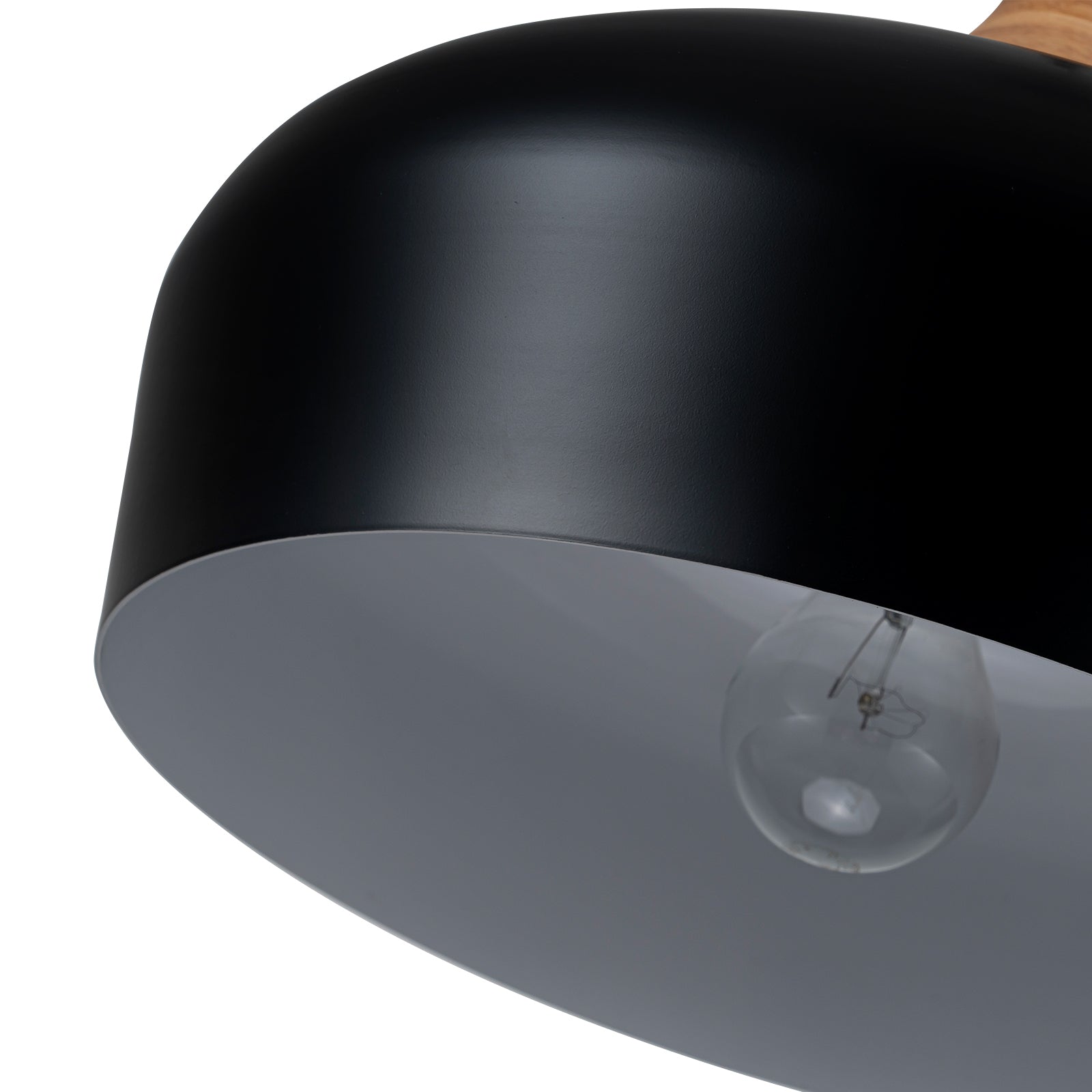 Glowlings 1-Light Modern 14"Wide Matte Black Wood Dome Pendant Light Island Light