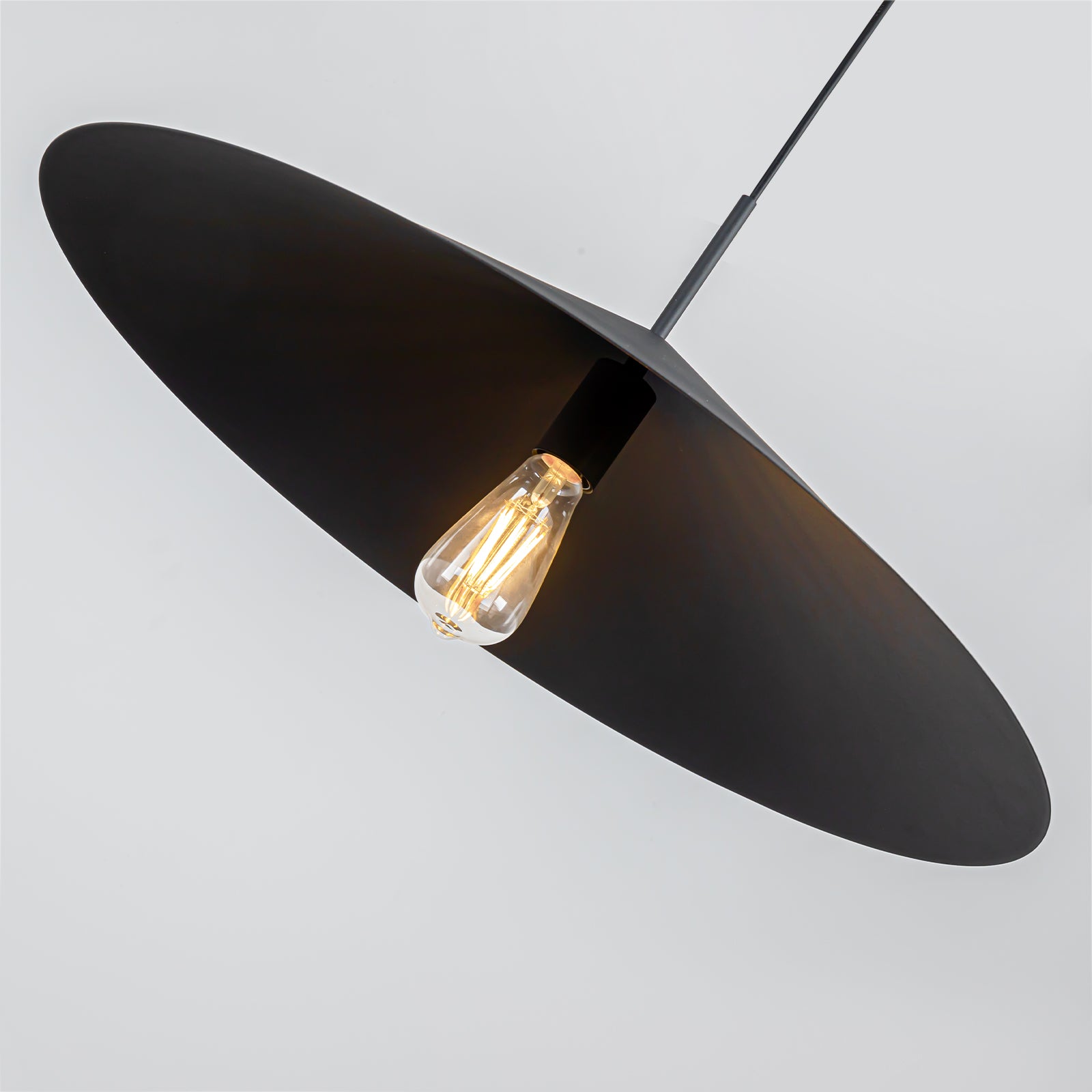 Glowlings 1-Light Modern 26"Wide Large Metal Cone Black Dome Pendant Light