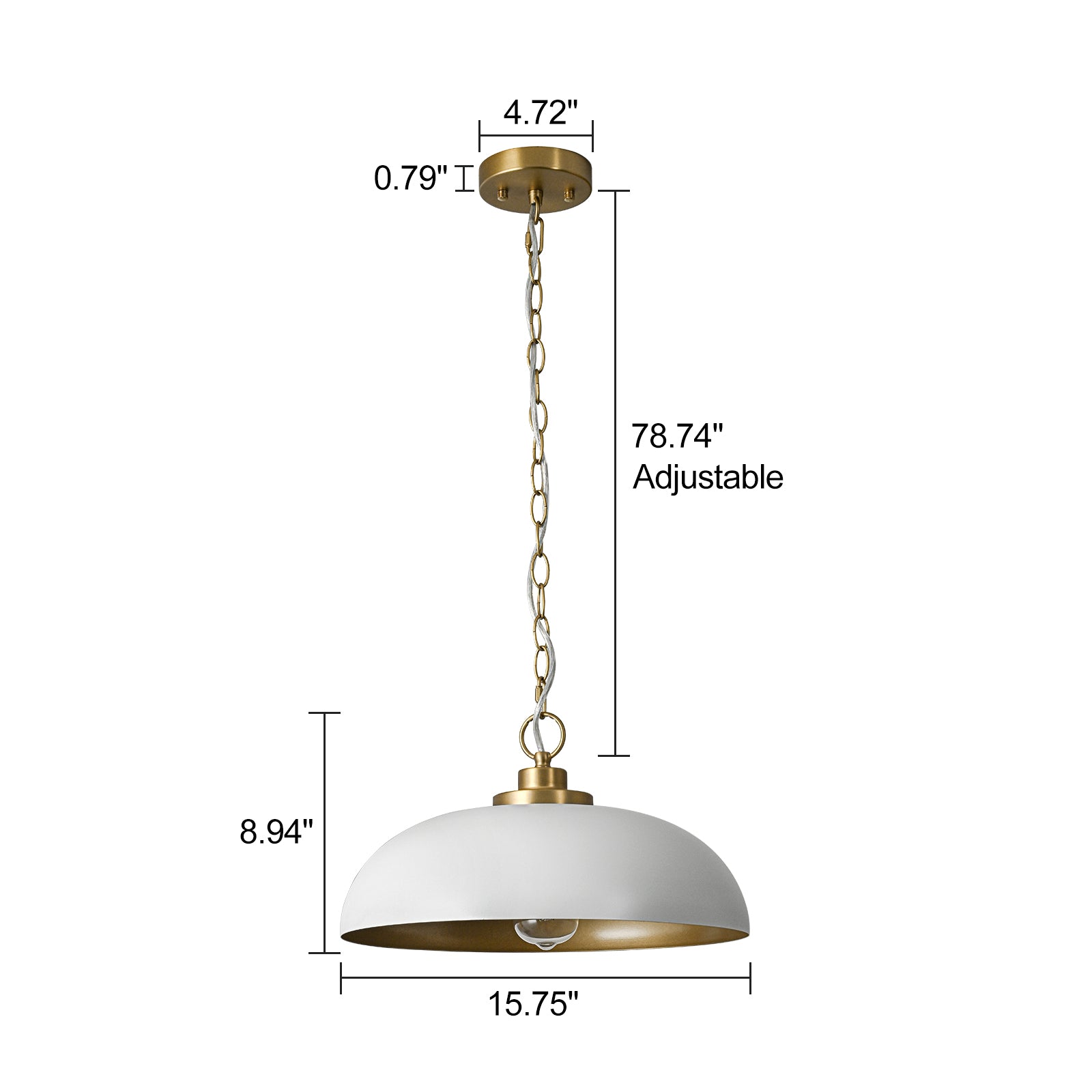 Glowlings 1-flammige, moderne 40,6 cm breite, kugelförmige Pendelleuchte mit Kuppel, Inselleuchte