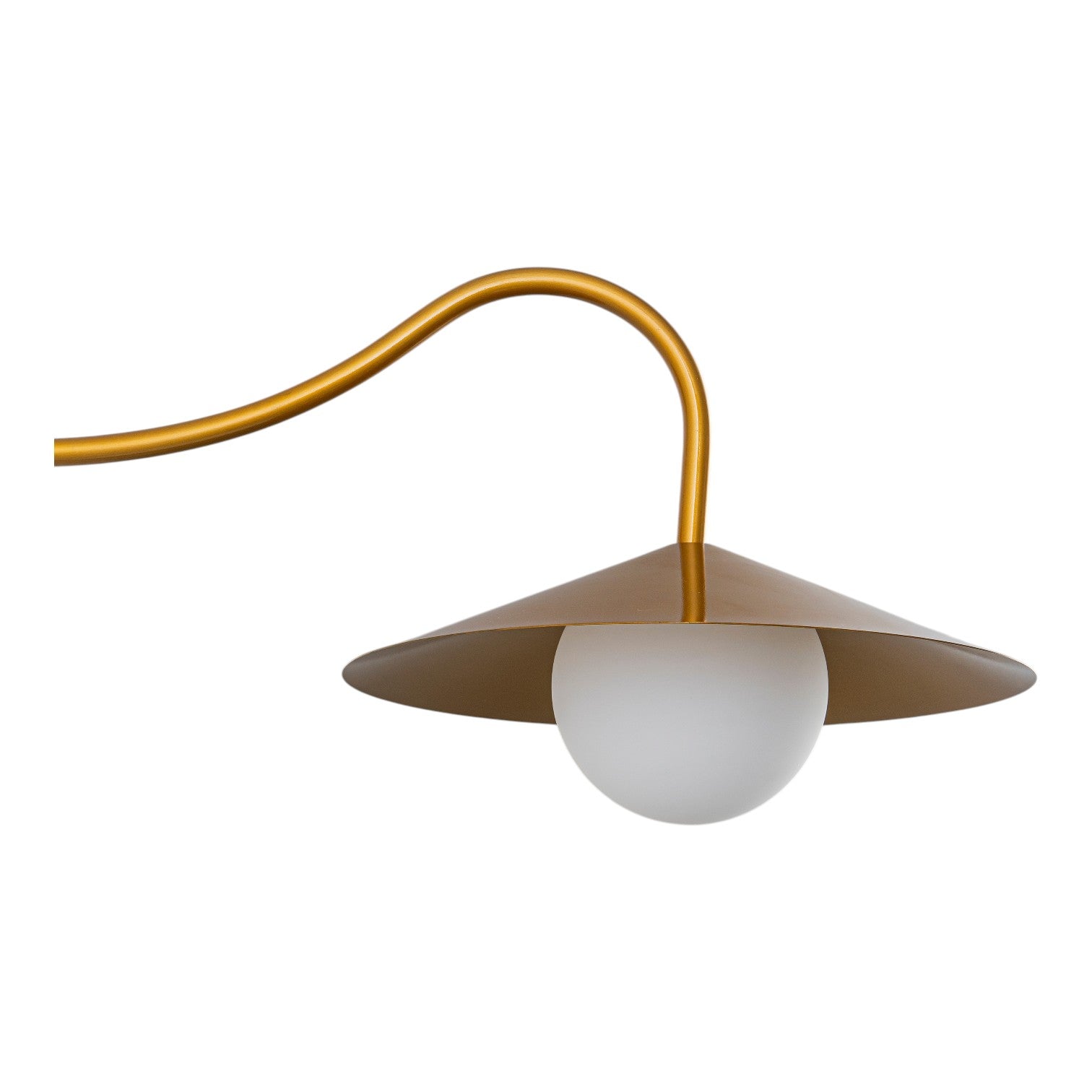 Glowlings 1-Light Mid-Century Modern Brass Cone Elegant Gooseneck Wall Sconce with Globe Opal Glass