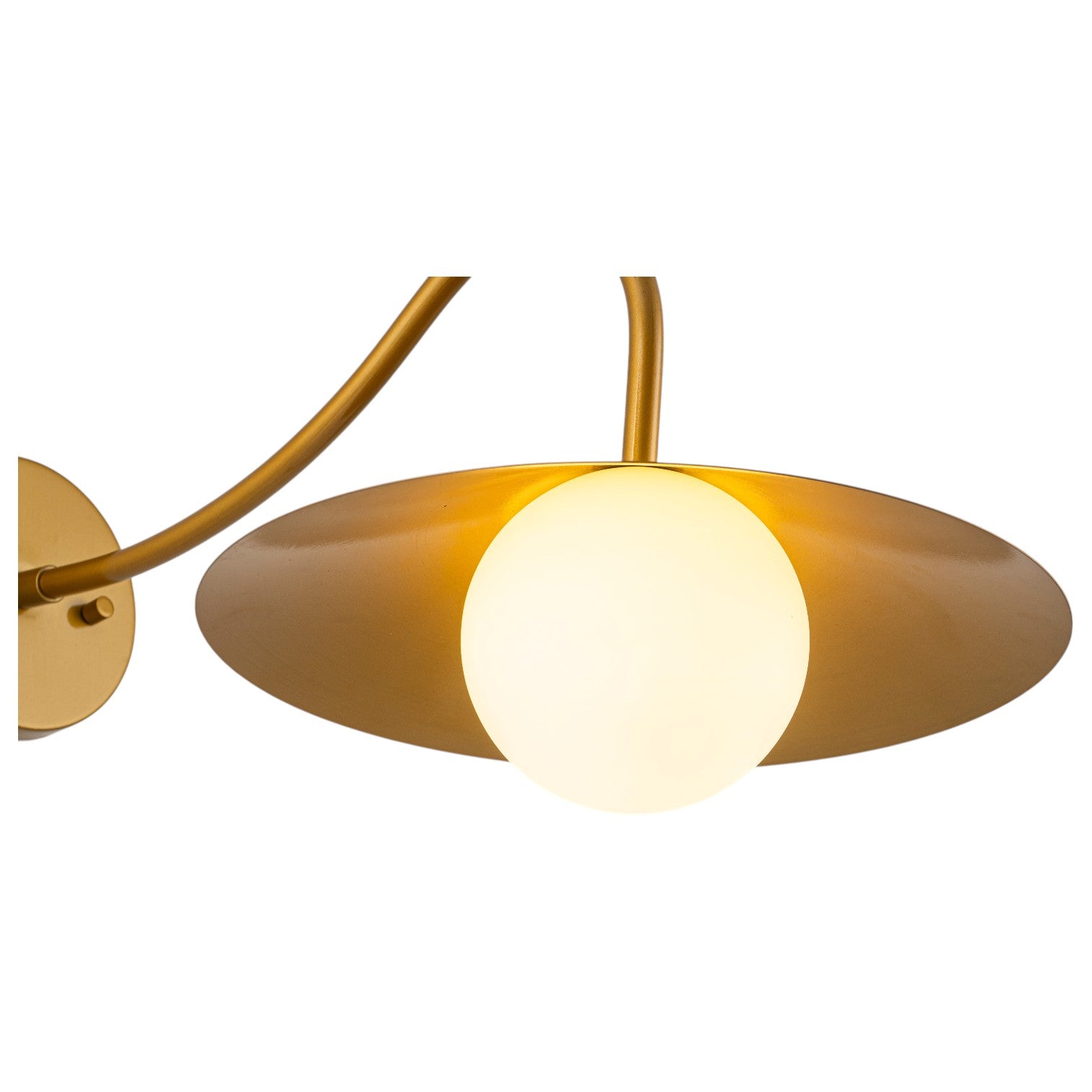 Glowlings 1-Light Mid-Century Modern Brass Cone Elegant Gooseneck Wall Sconce with Globe Opal Glass