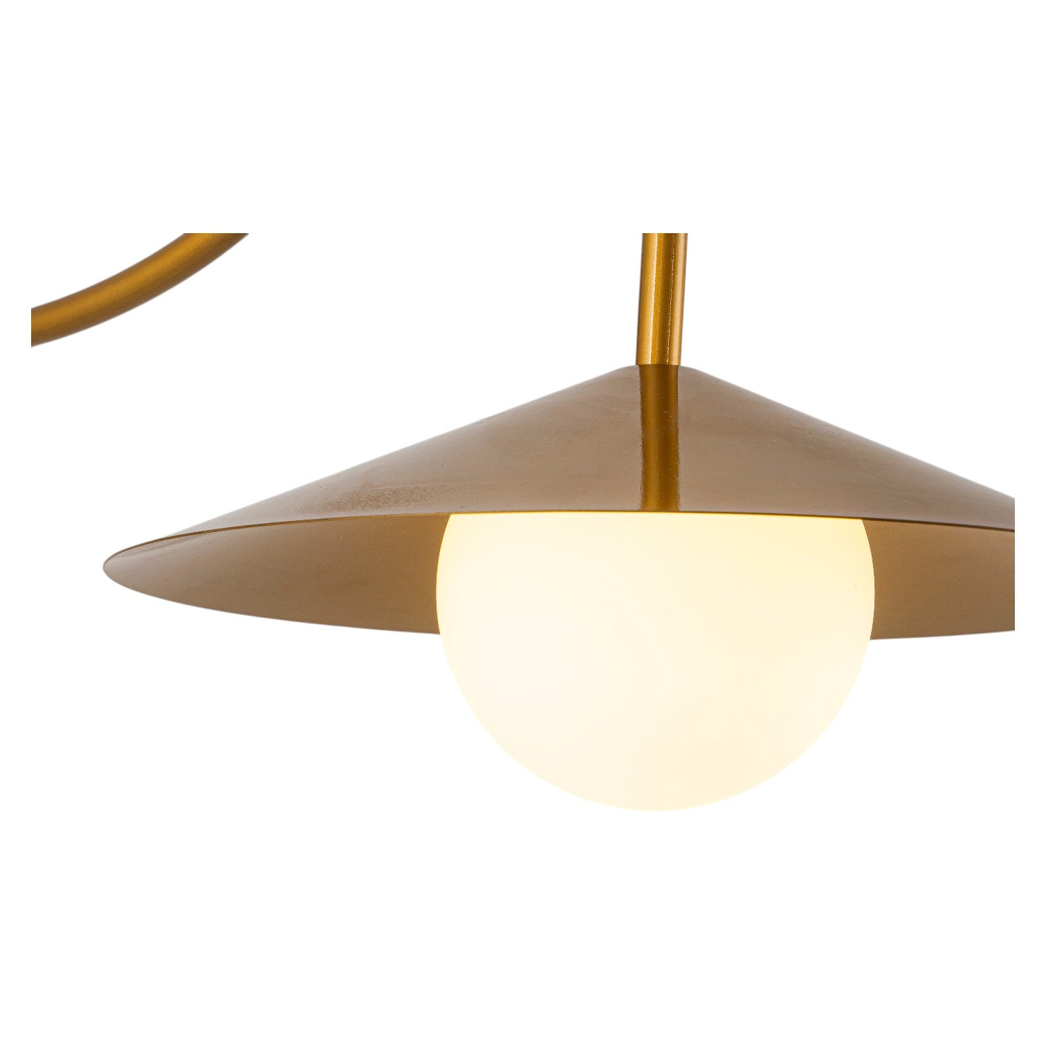 Glowlings 1-Light Mid-Century Modern Brass Cone Elegant Gooseneck Wall Sconce with Globe Opal Glass