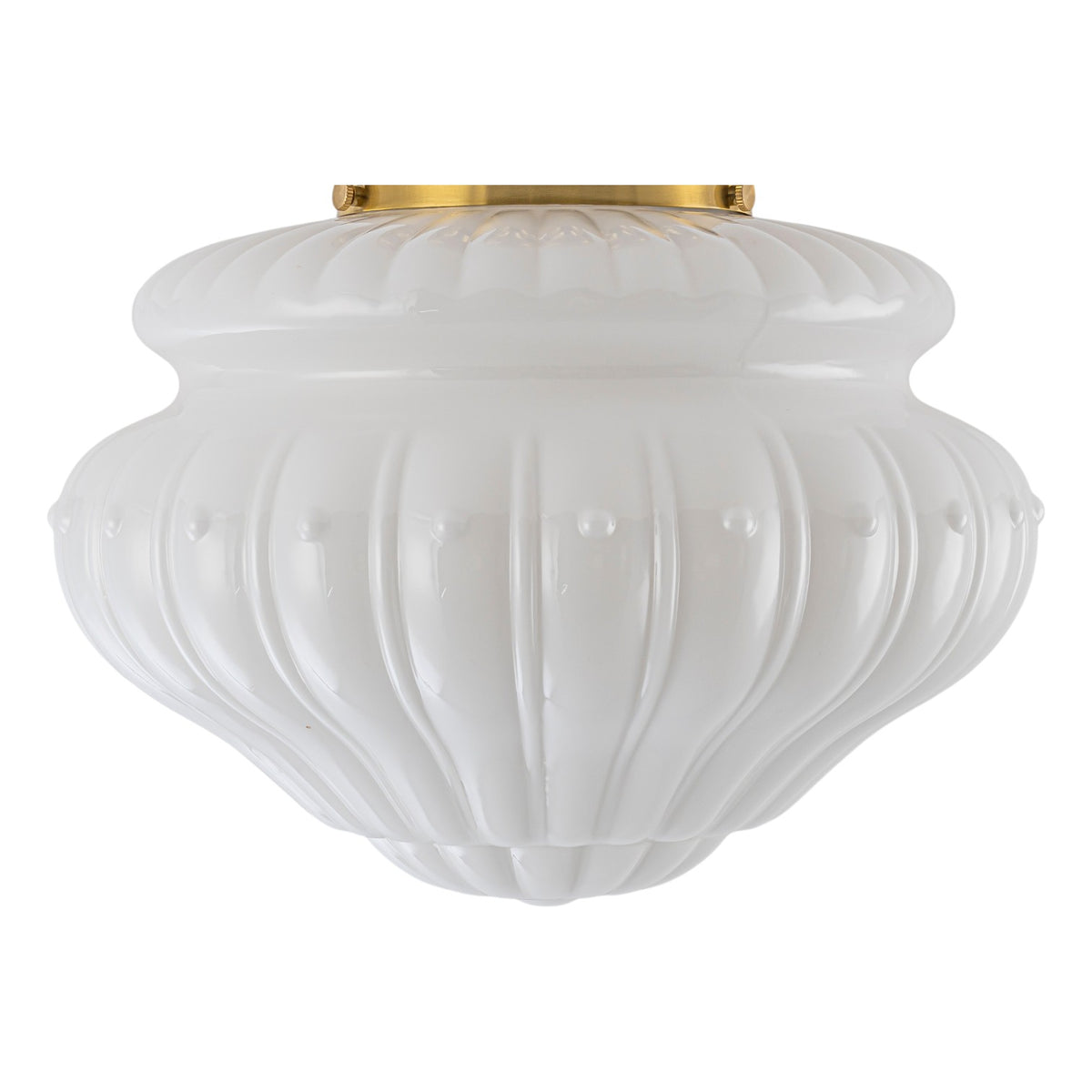 Glowling 1-Light Modern Semi Flush Mount Ceiling Light, Brushed Brass Vintage with Ribbed Glass Shade