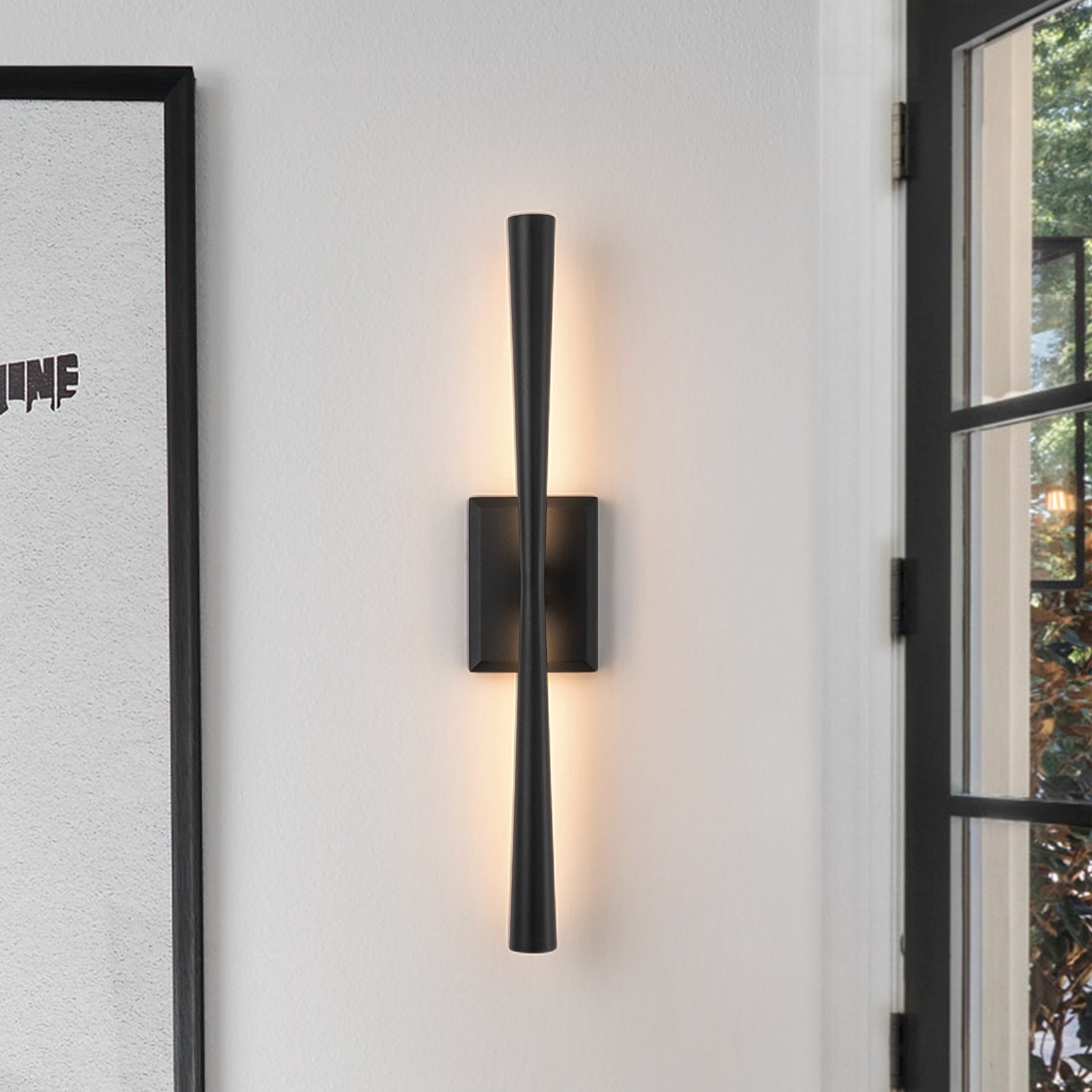 Glowlings 1-Light Minimalist 24"High Tapered Hourglass Dimmable LED Wall Sconce
