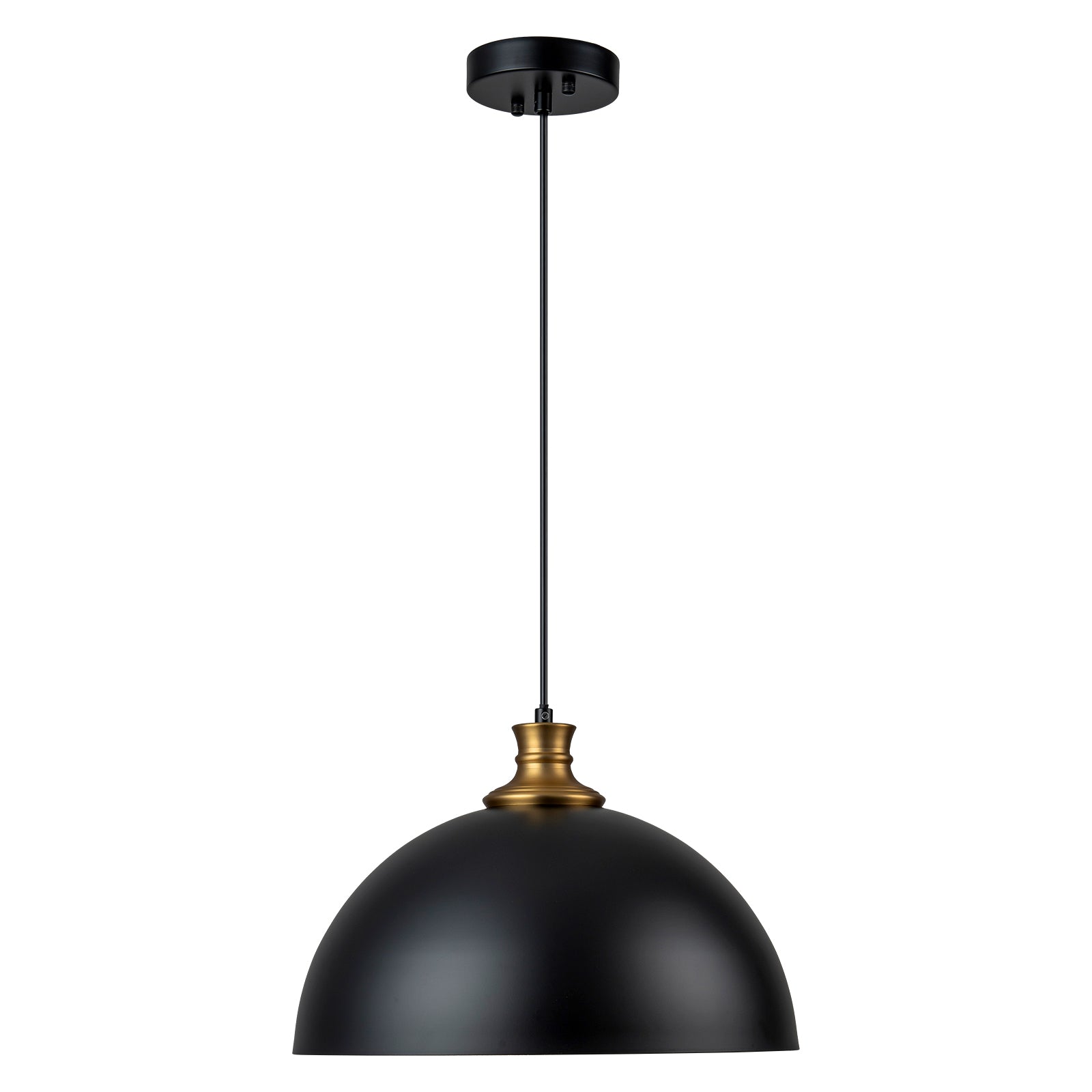 Glowlings 1-flammige, moderne, 38,1 cm breite, schwarz-goldene Kuppel-Pendelleuchte, Inselleuchte