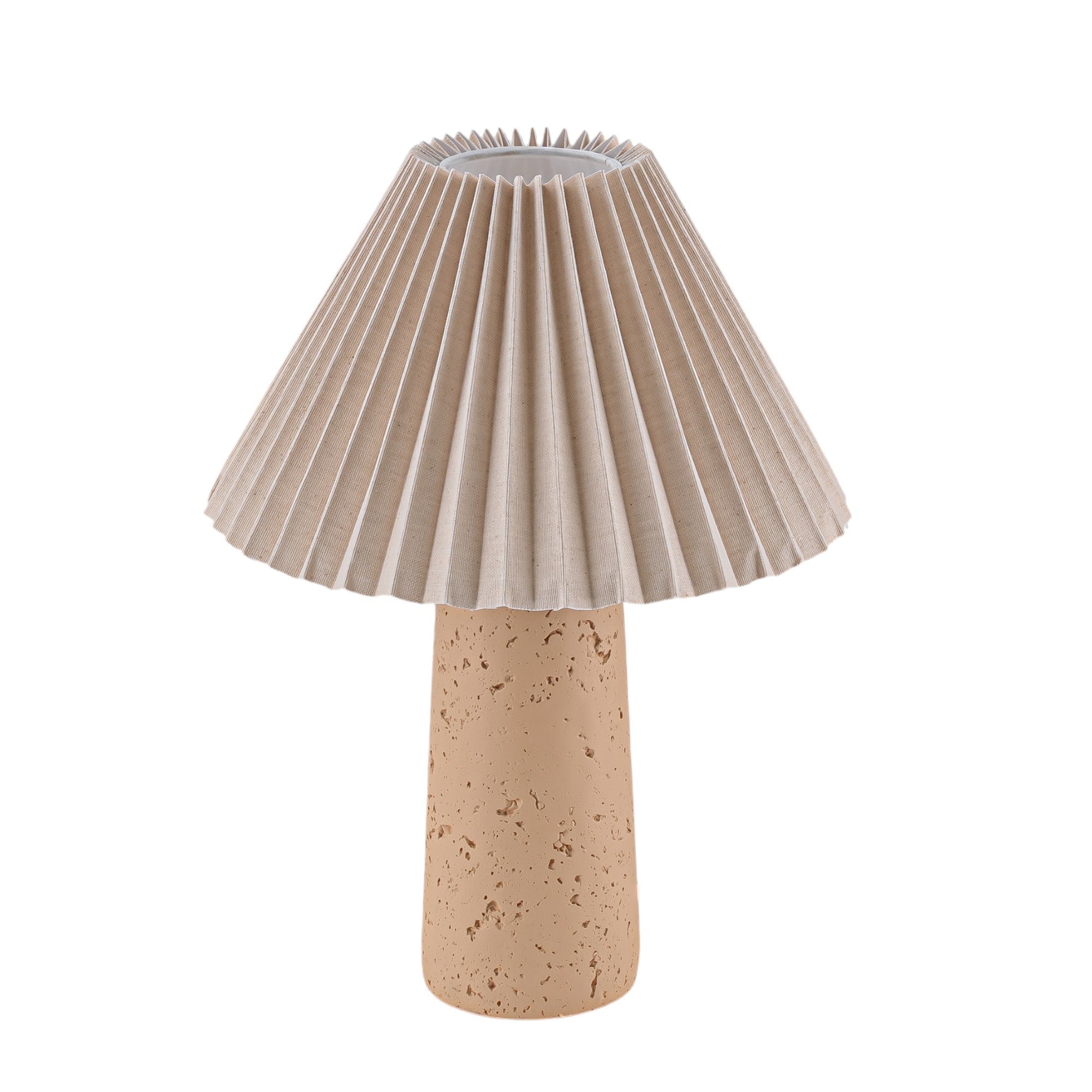 Glowlings 1-Light Modern Beige Natural Stone Fabric Side Table Lamp
