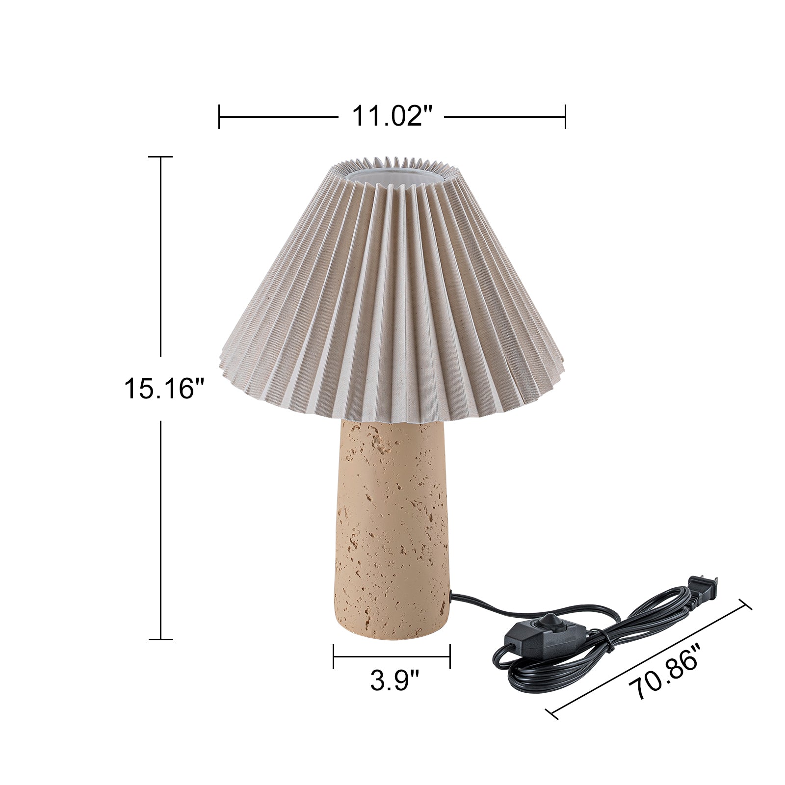Glowlings 1-Light Modern Beige Natural Stone Fabric Side Table Lamp