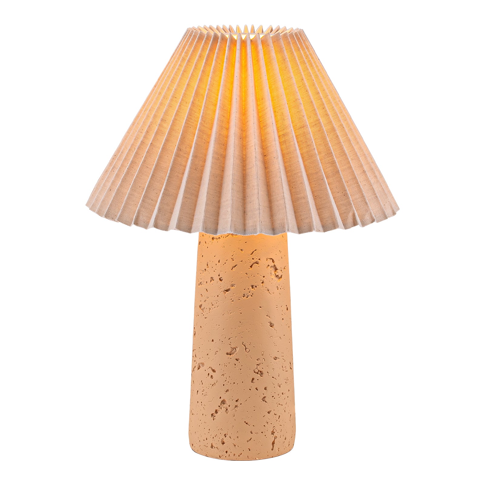 Glowlings 1-Light Modern Beige Natural Stone Fabric Side Table Lamp