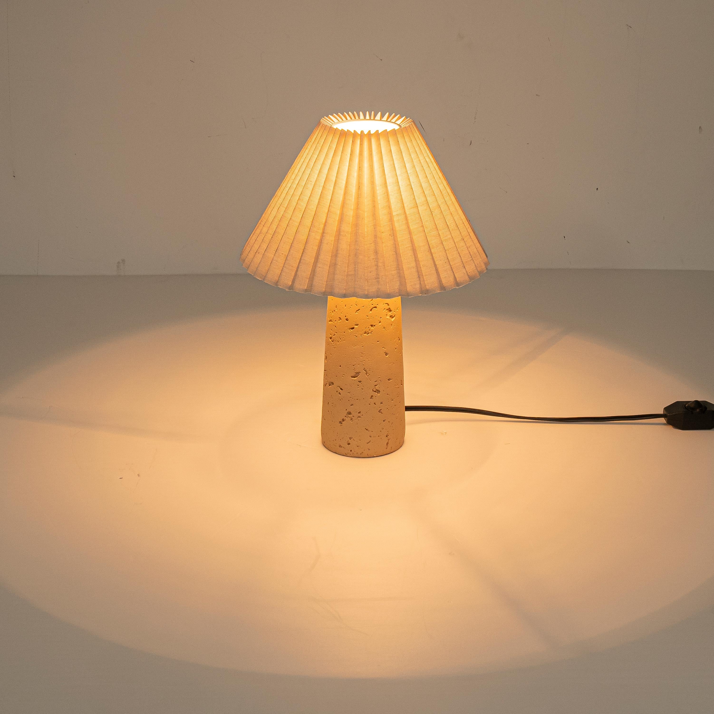 Glowlings 1-Light Modern Beige Natural Stone Fabric Side Table Lamp