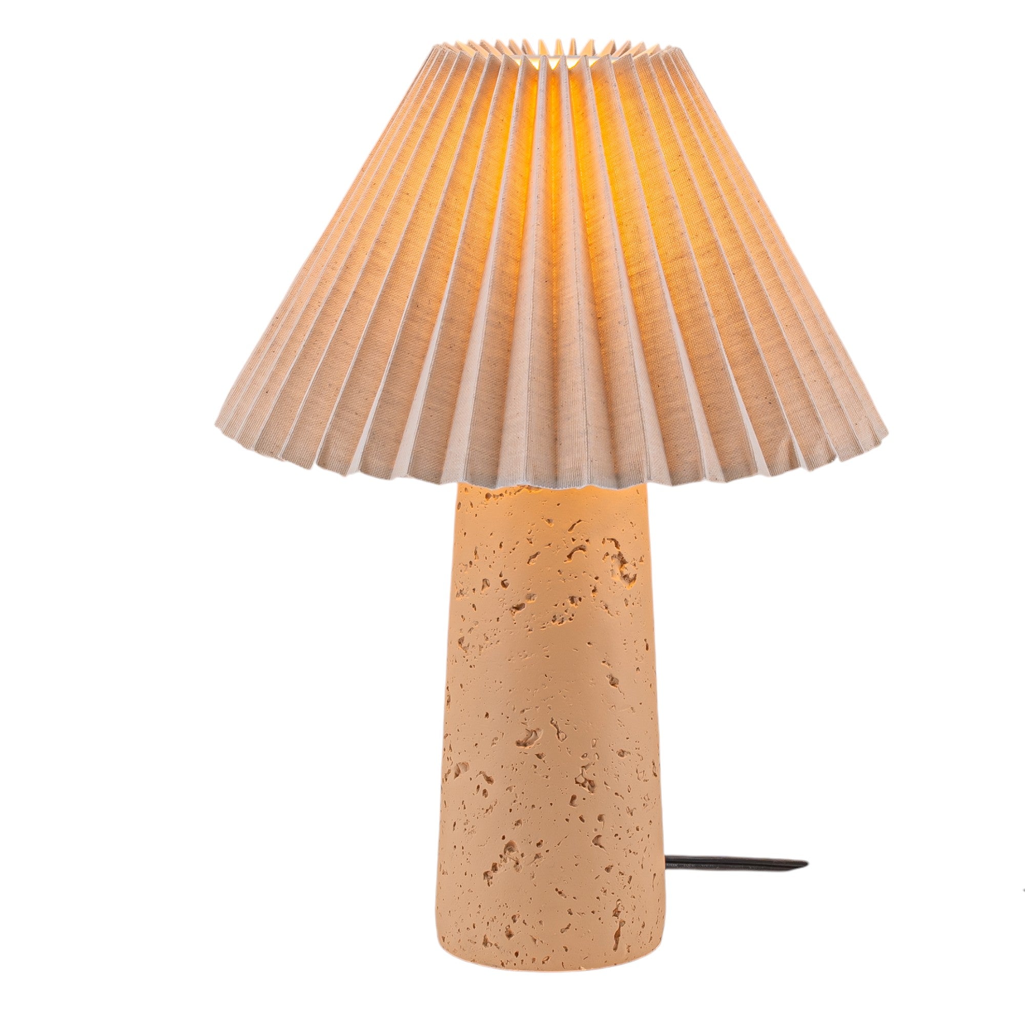 Glowlings 1-Light Modern Beige Natural Stone Fabric Side Table Lamp