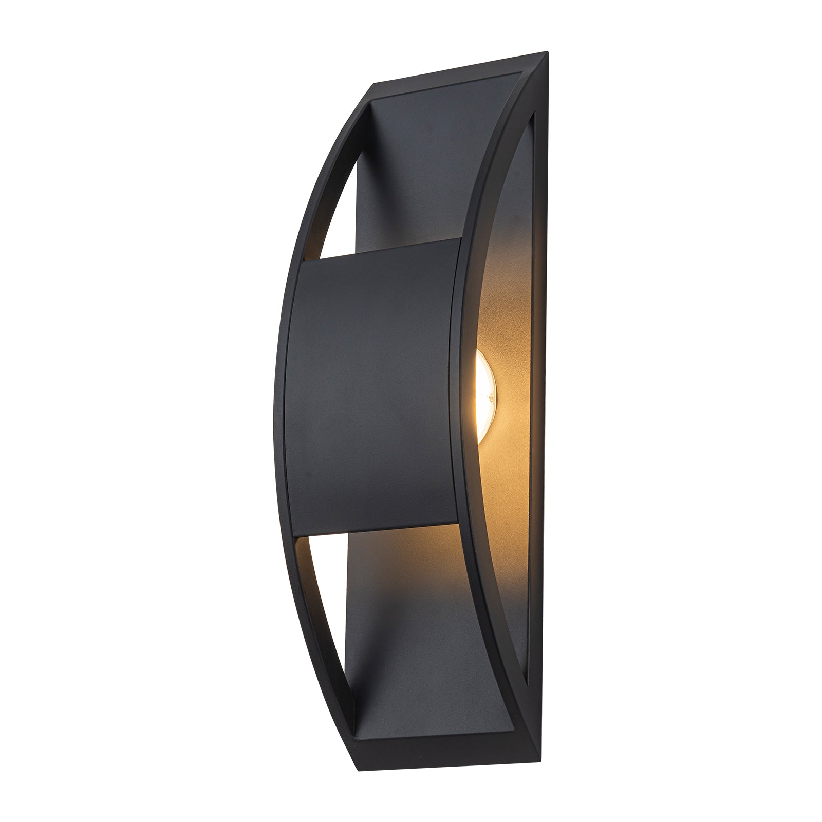 Glowlings 1-Light Modern 16"High Black IP54 Arched Integrated LED Outdoor Wall Sconce