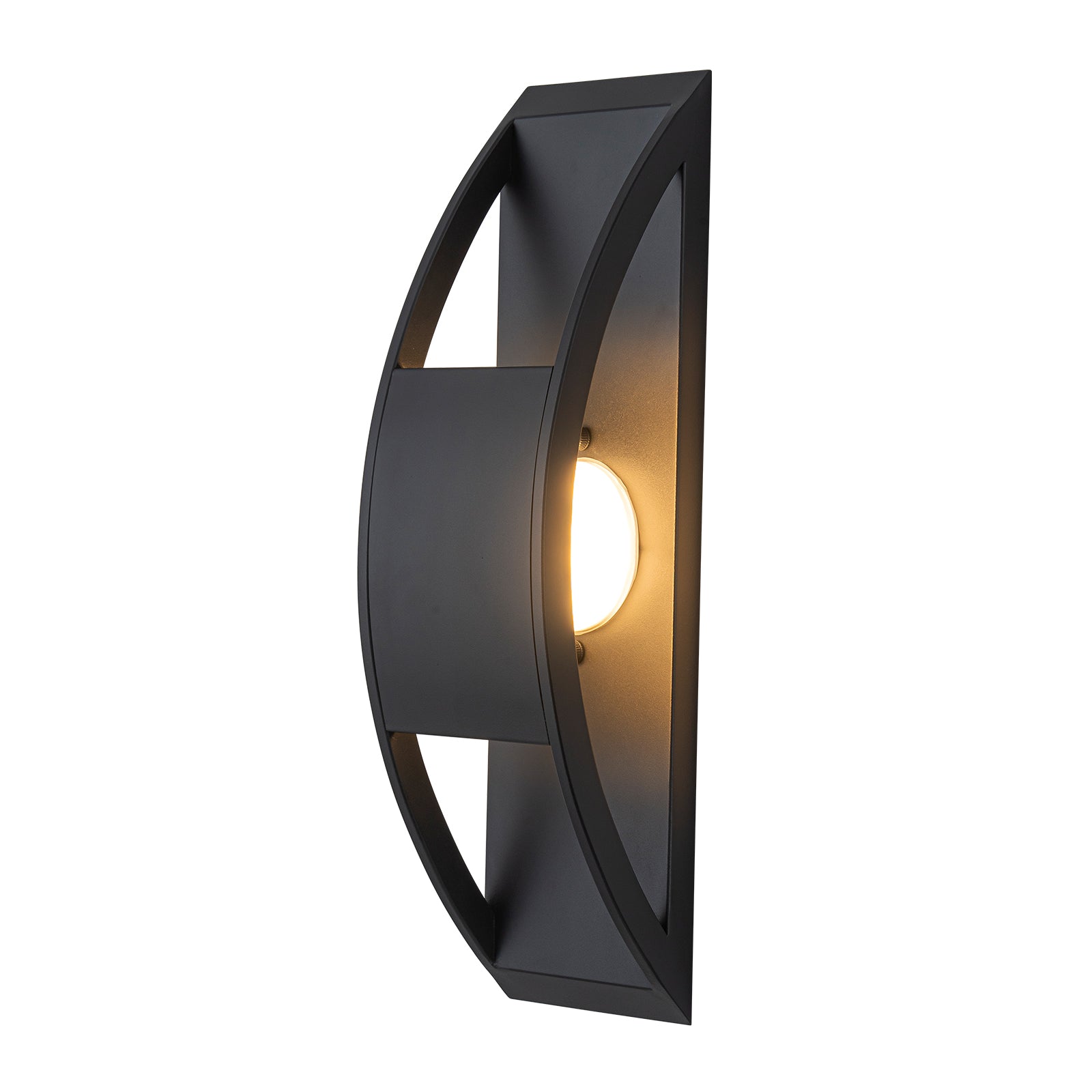 Glowlings 1-Light Modern 16"High Black IP54 Arched Integrated LED Outdoor Wall Sconce