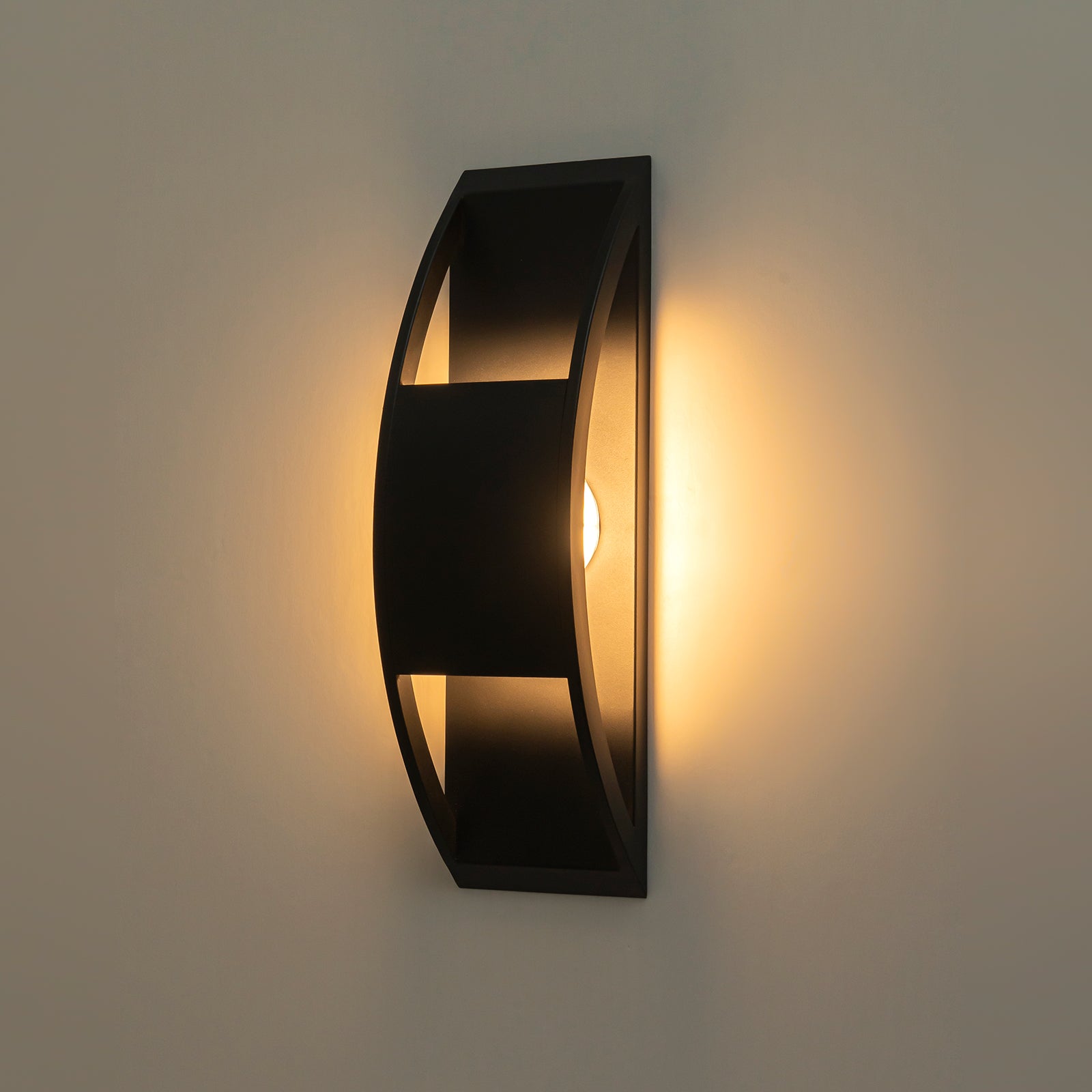 Glowlings 1-Light Modern 16"High Black IP54 Arched Integrated LED Outdoor Wall Sconce