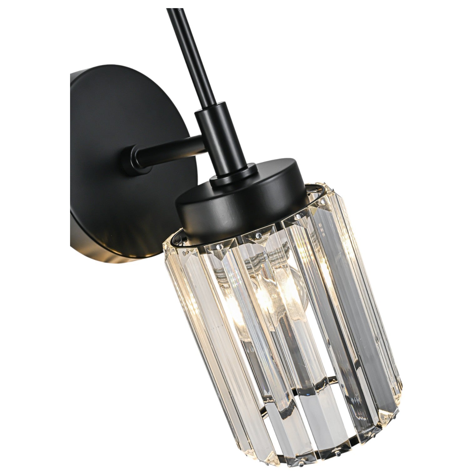 Glowlings 1/2/3/4/5-Light Modern Black/Gold Dimmable Round Crystal Bathroom Vanity Light