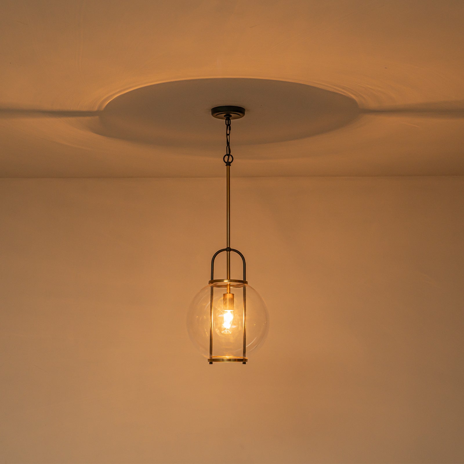 Glowlings 1-Light Modern 12"Wide Black Globe Clear Glass Pendant Light