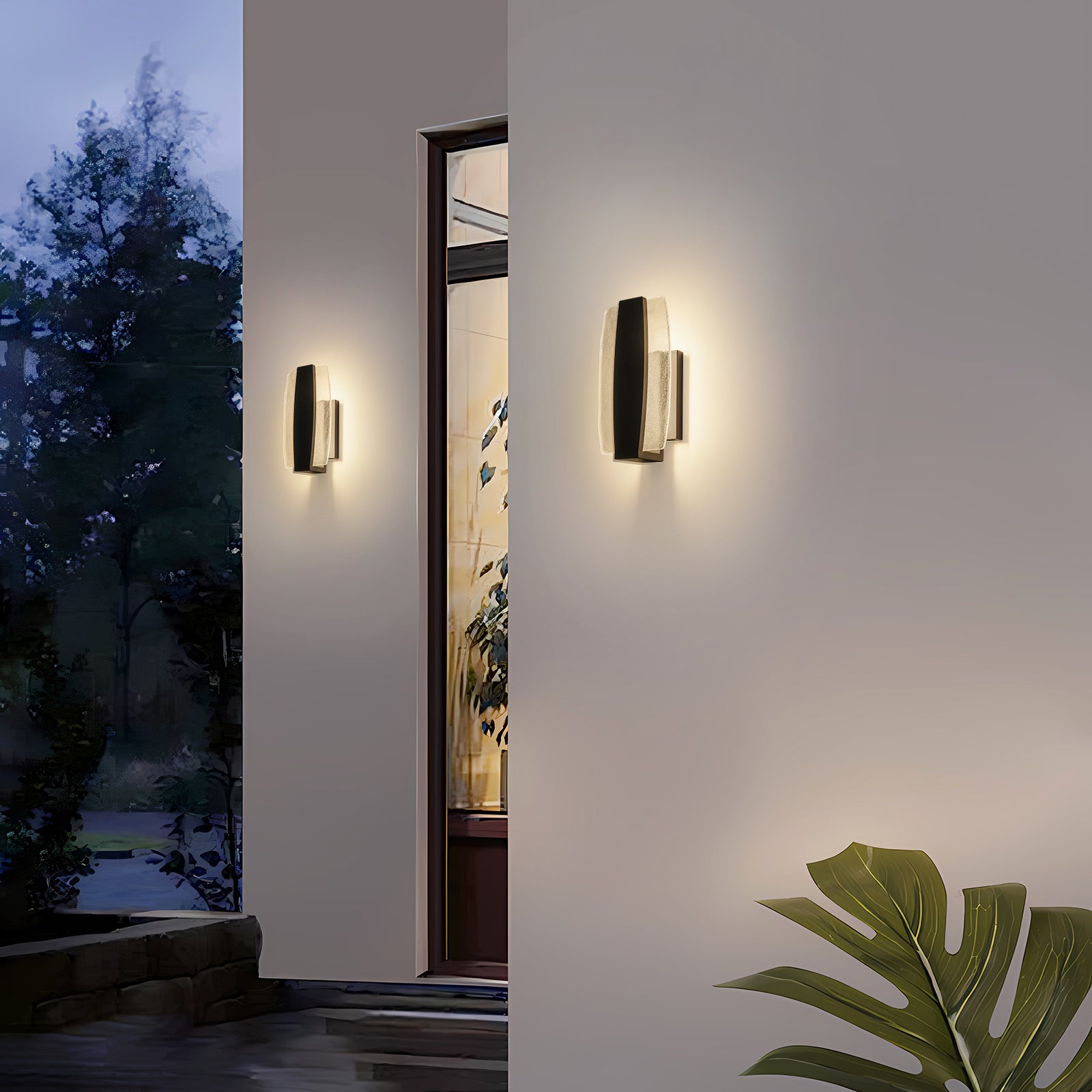 Glowlings 1-flammige, moderne, 38,1 cm hohe, handgefertigte, schwarze LED-Außenwandleuchte aus Saatglas