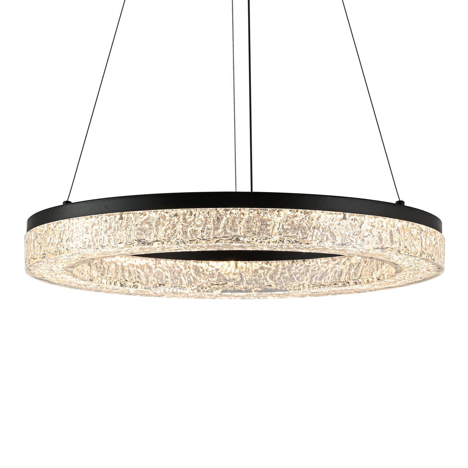 Glowlings 1-Light Modern 22"Wide Black LED Ring Resin Round Chandelier