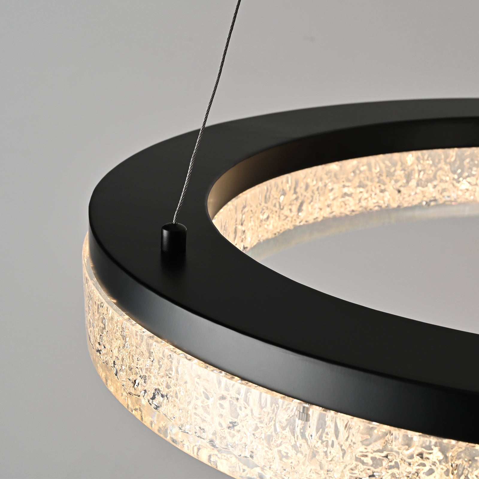 Glowlings 1-Light Modern 22"Wide Black LED Ring Resin Round Chandelier