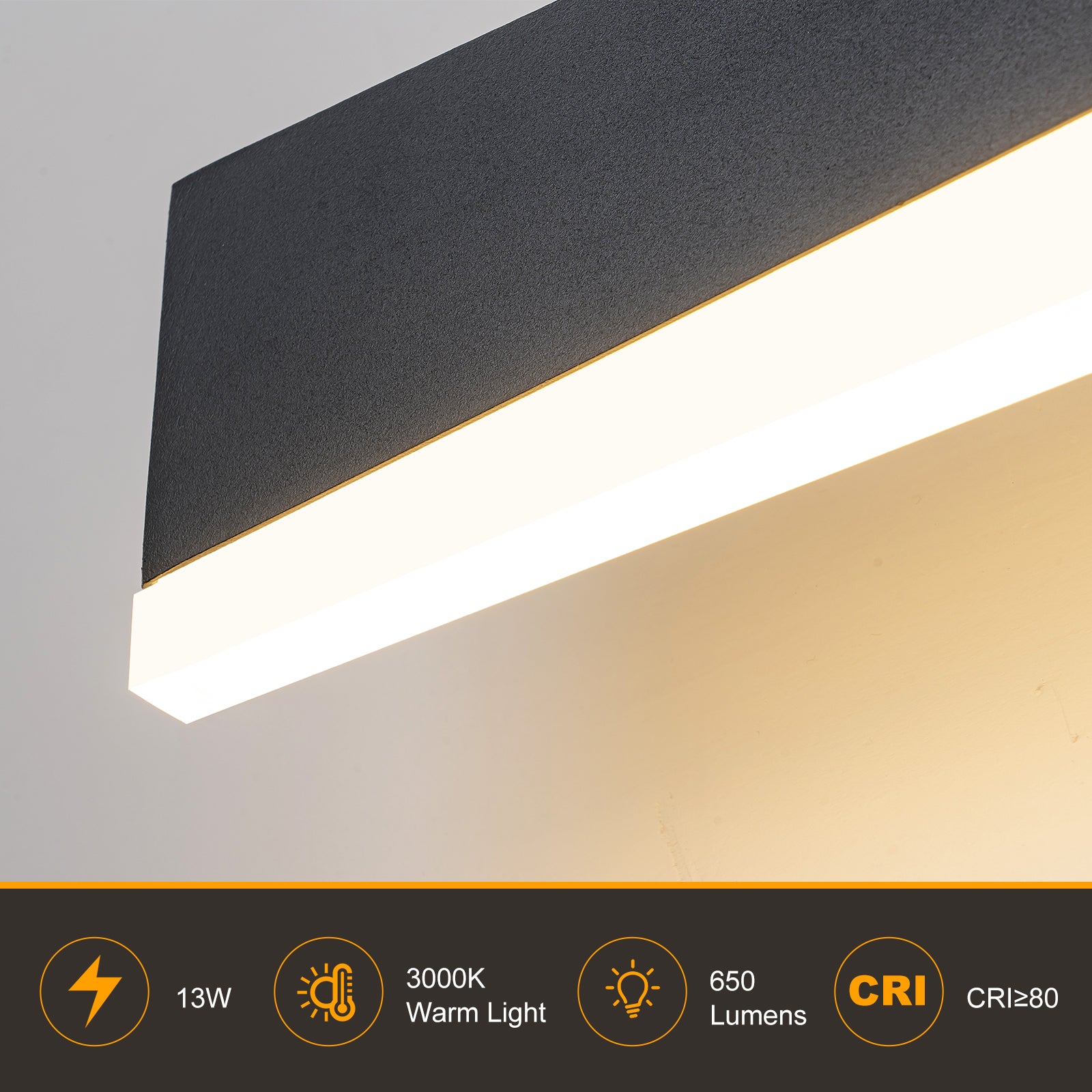 Glowlings 1-Light Modern 24"Wide Black Linear LED Wall Sconce Bath Vanity Light