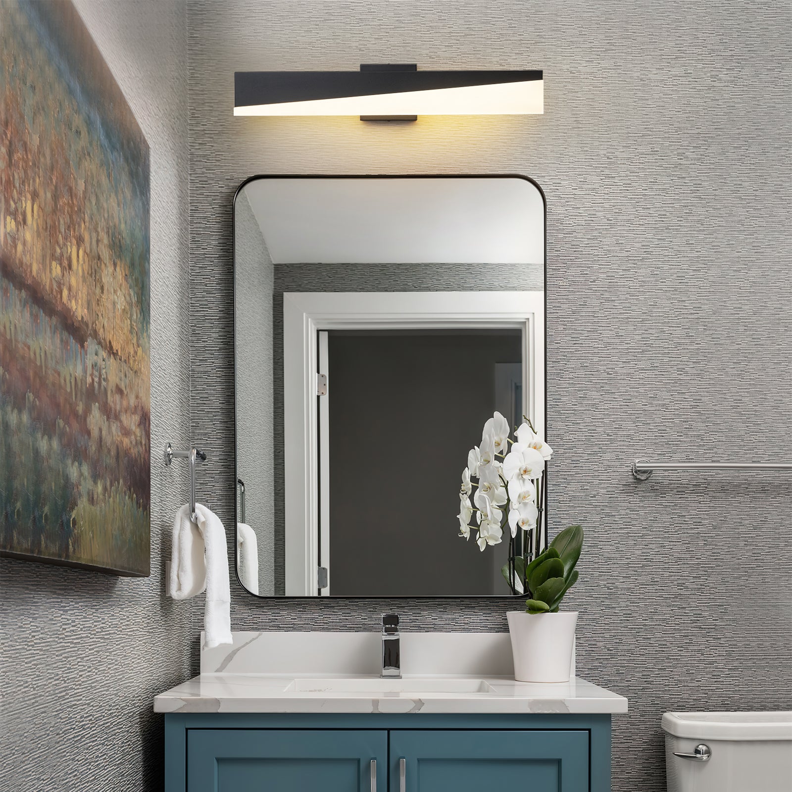 Glowlings 1-Light Modern 24"Wide Black Linear LED Wall Sconce Bath Vanity Light
