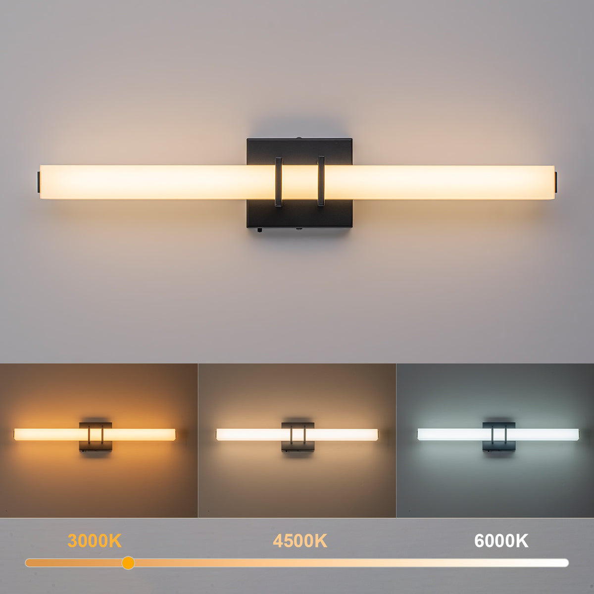 Glowlings 1-Light Modern 24"Wide 3000/4500/6000K Linear Wall Sconce Bathroom Vanity Light with 3CCT